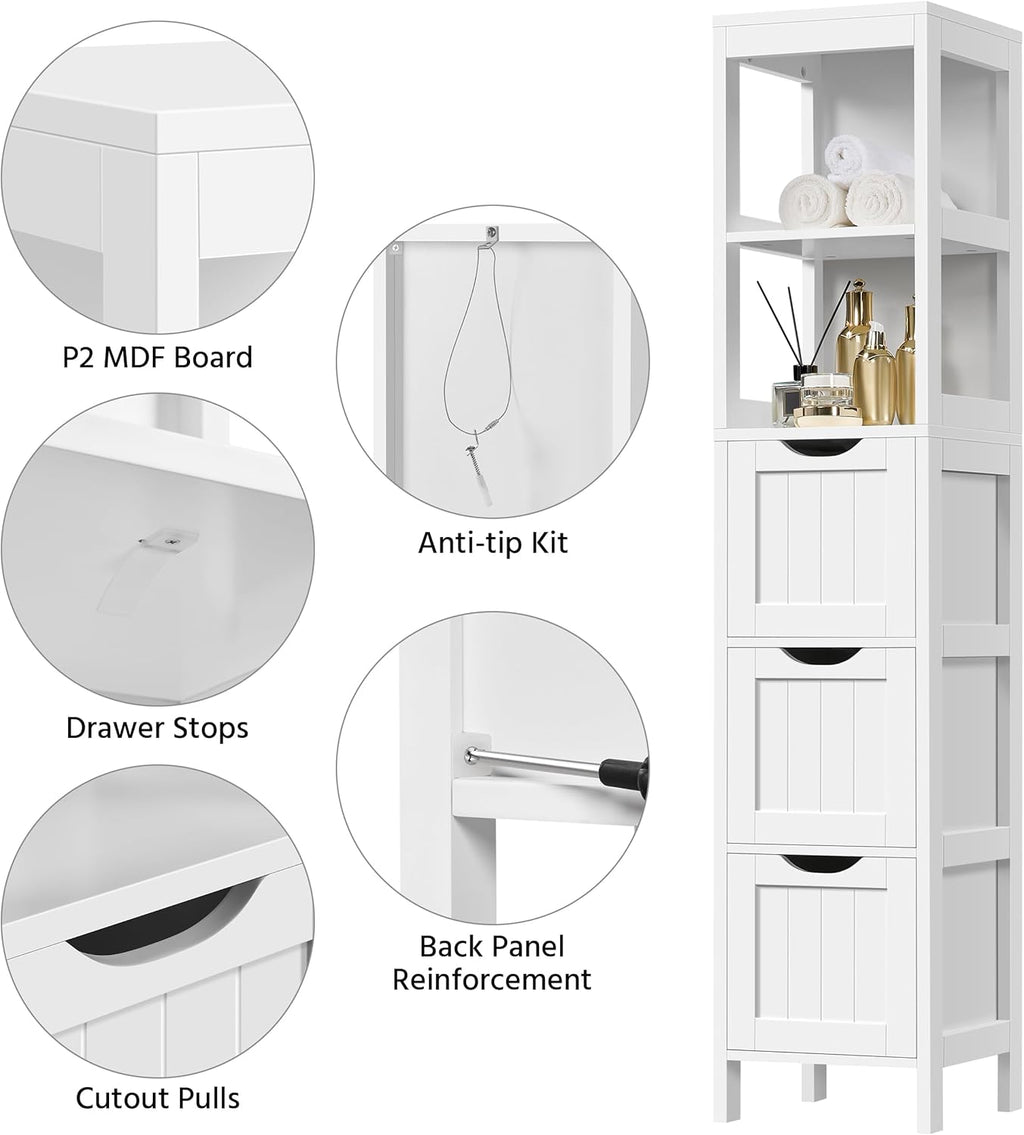 Bathroom Floor Cabinet, Wooden Storage Cabinet with 2 Drawers, Multifunctional Side Organizer Rack Stand Table wourant