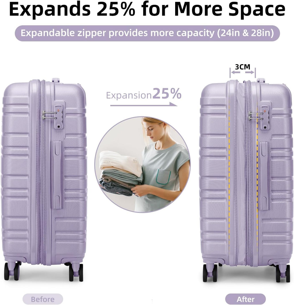 6-piece luggage set, expandable hardshell suitcase set with spinner wheels, lightweight rolling luggage set wourant