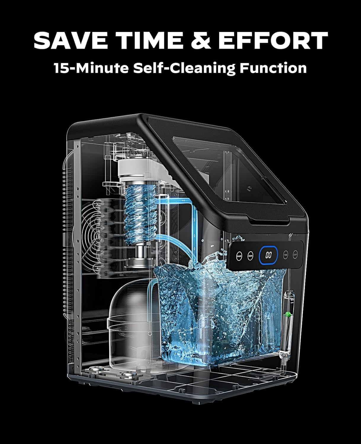 Nugget Ice Maker Countertop, Silonn Chewable Pellet Ice Machine with Self-Cleanin Function, 33lbs/24H Portable Ice Makers for Home Kitchen Officce, Black wourant