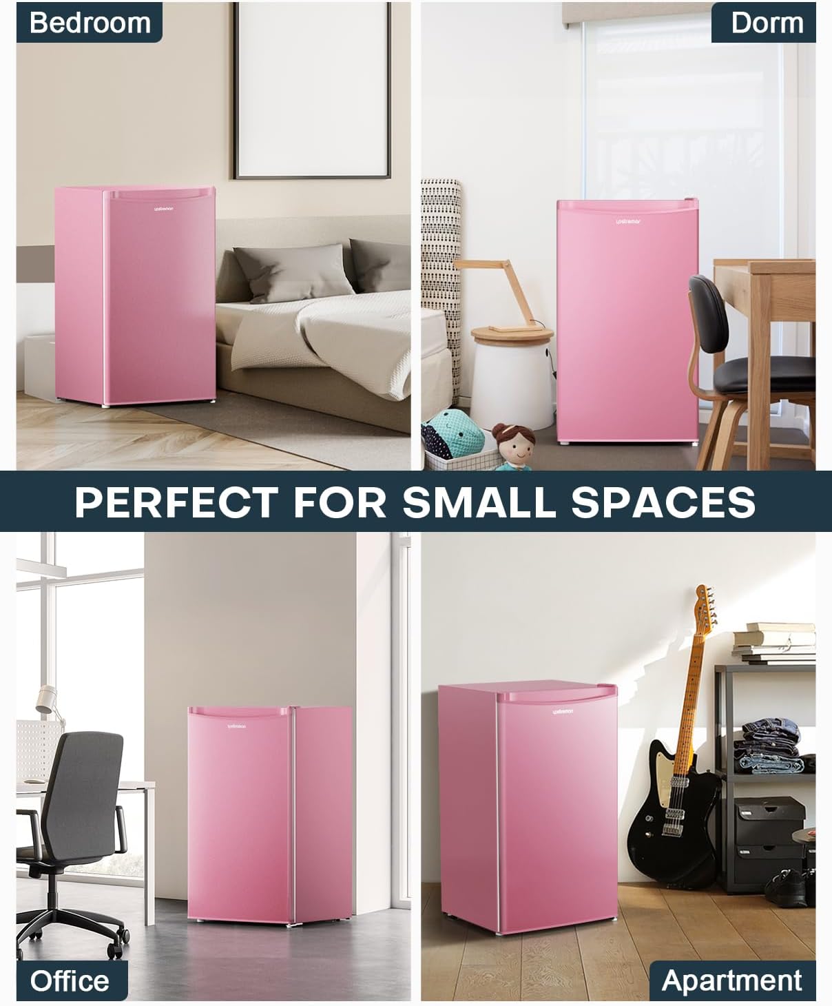 Upstreman 3.2 Cu.Ft Mini Fridge with Freezer, Single Door Mini Fridge, Dorm Fridge, Adjustable Thermostat, Mini Refrigerator for Bedroom, Office, Dorm, Black-BR321 wourant