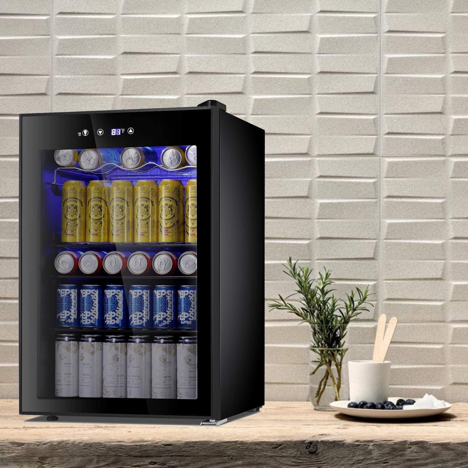 Antarctic Star Beverage Refrigerator Cooler 68 Can, Mini Fridge with Glass Door for Beer Drinks Wine,Freestanding Small Fridge with Electronic Temperature Control for Home and Bar,1.7 cu.ft wourant