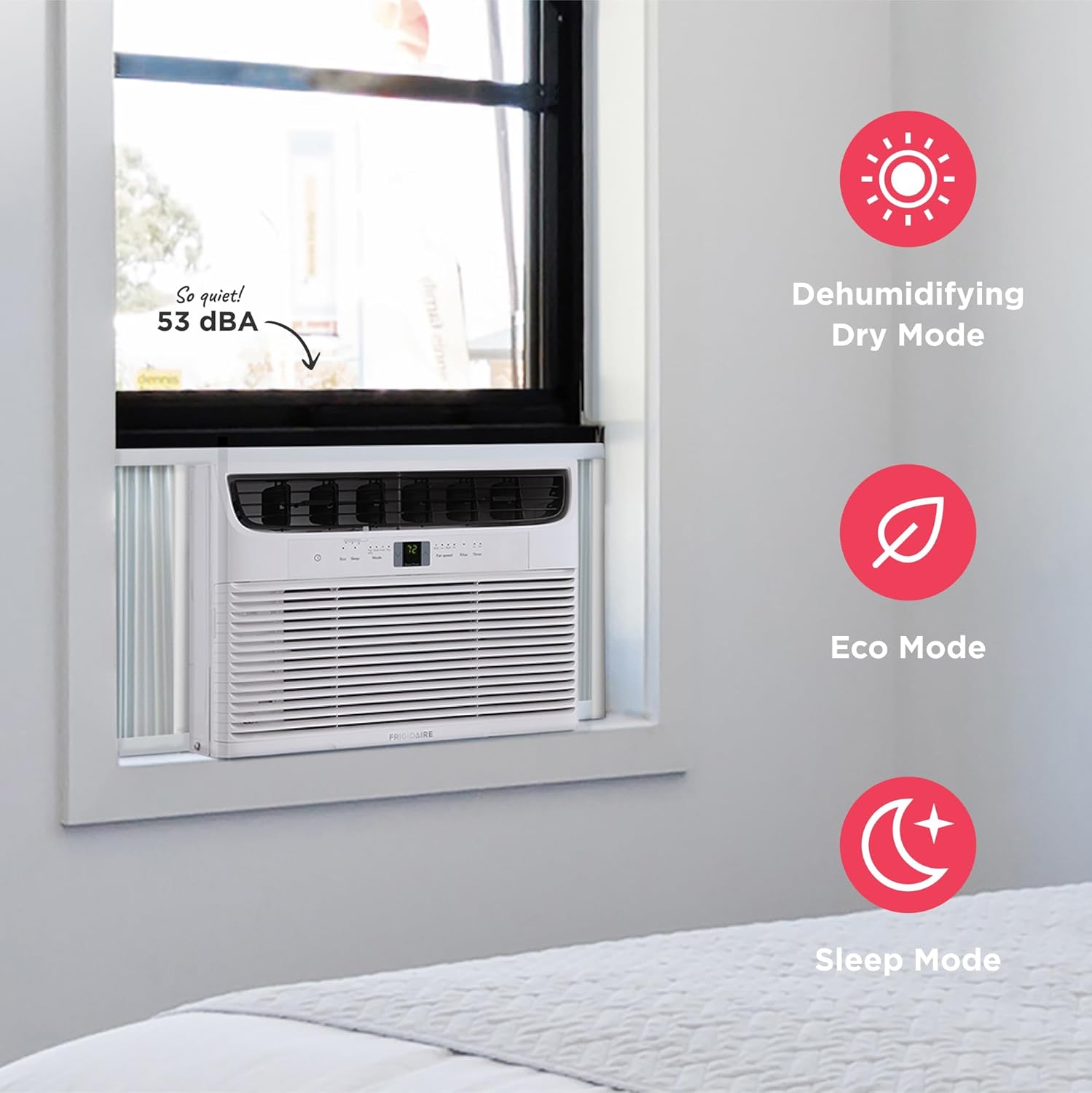Frigidaire 5,000 BTU Window Air Conditioner with Remote Control, Cools Up to 150 Sq. Ft., Quiet Operation, Eco Mode, 3 Fan Speeds, Auto Restart, White wourant