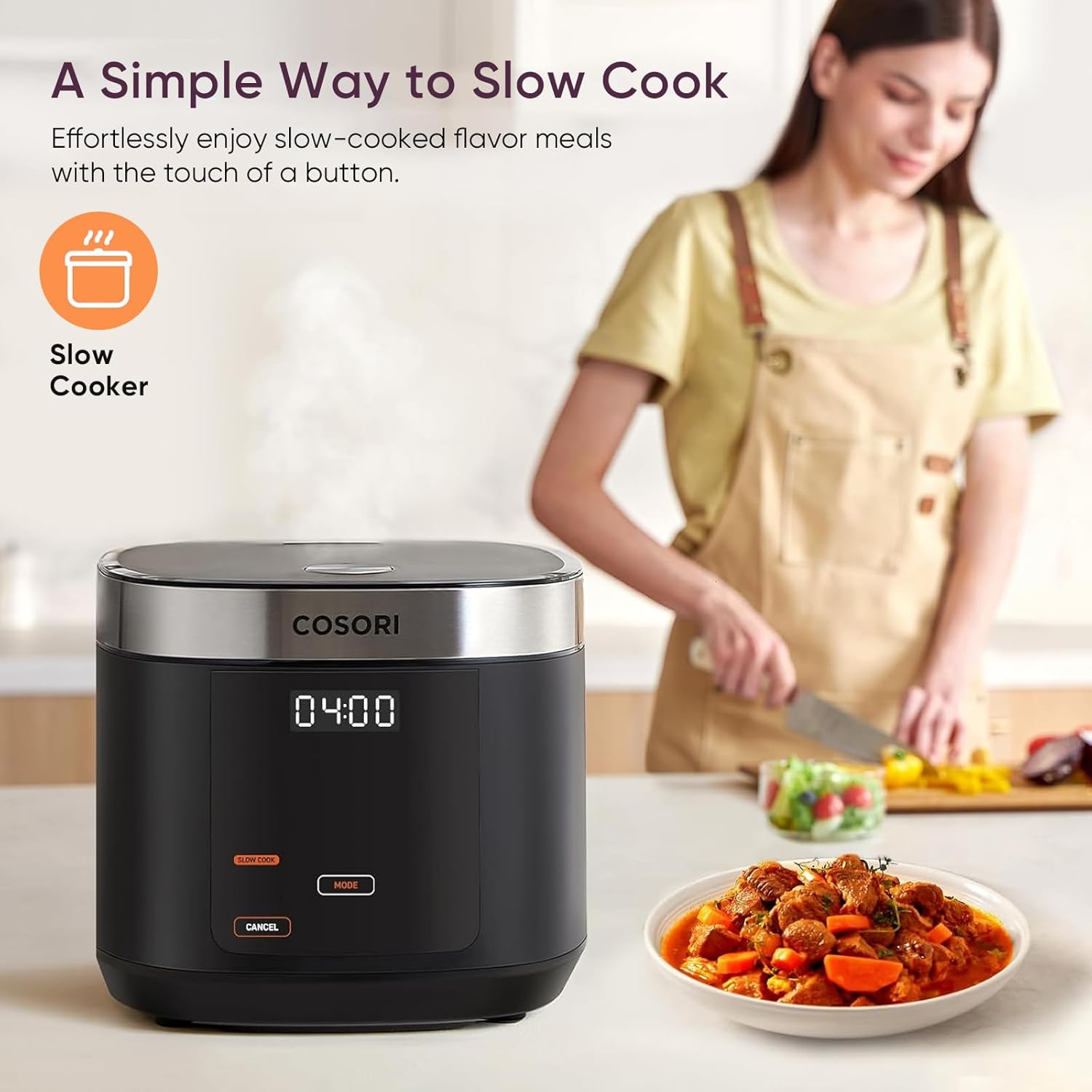 COSORI 10-Cup Rice Cooker with 24-Hour Heat Keeping and Non-Stick Ceramic Inner Pot, Steamer, Stir-fryer, and Slow Cooker wourant