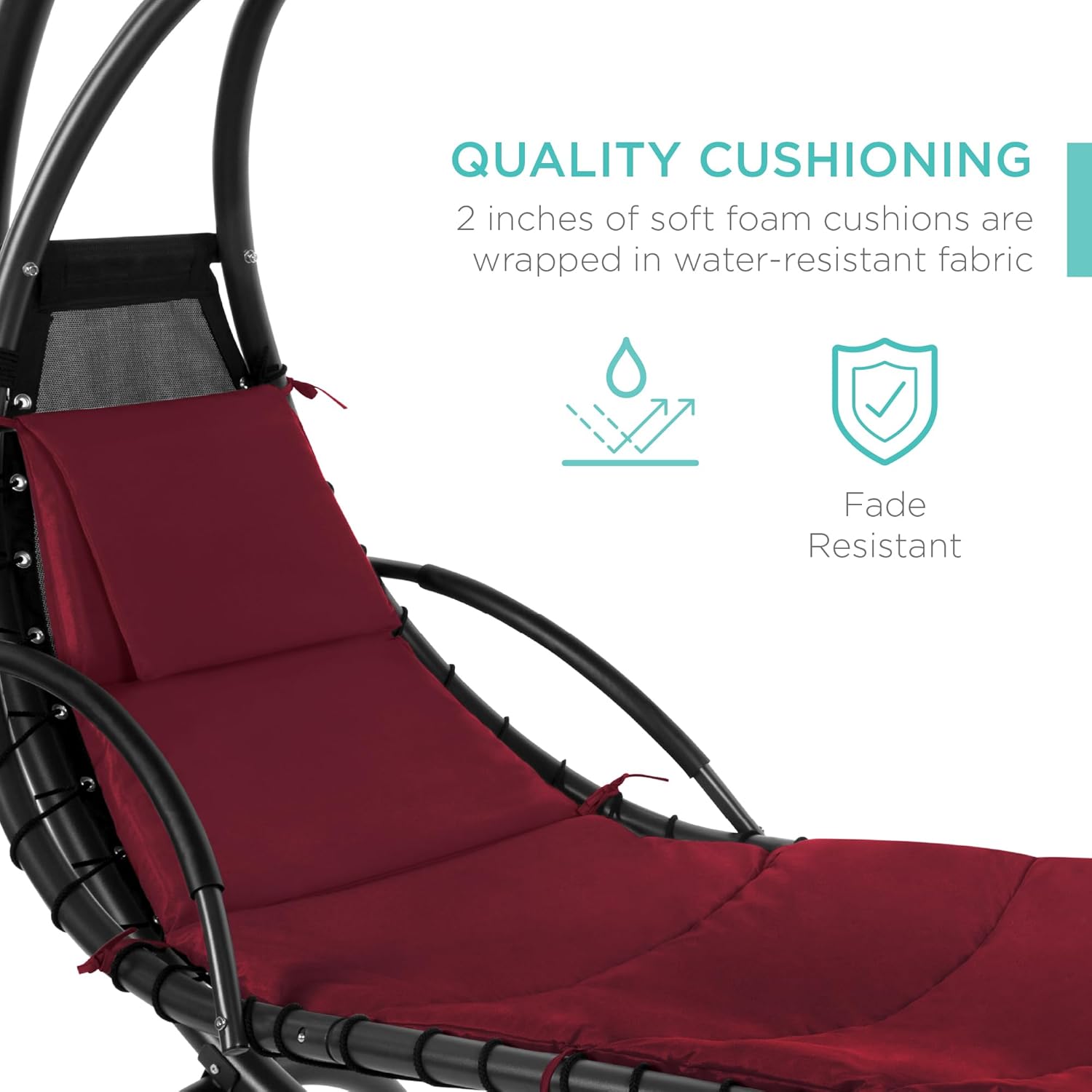 Best Choice Products Outdoor Hanging Curved Steel Chaise Lounge Chair Swing w/Built-in Pillow and Removable Canopy - Charcoal Gray wourant