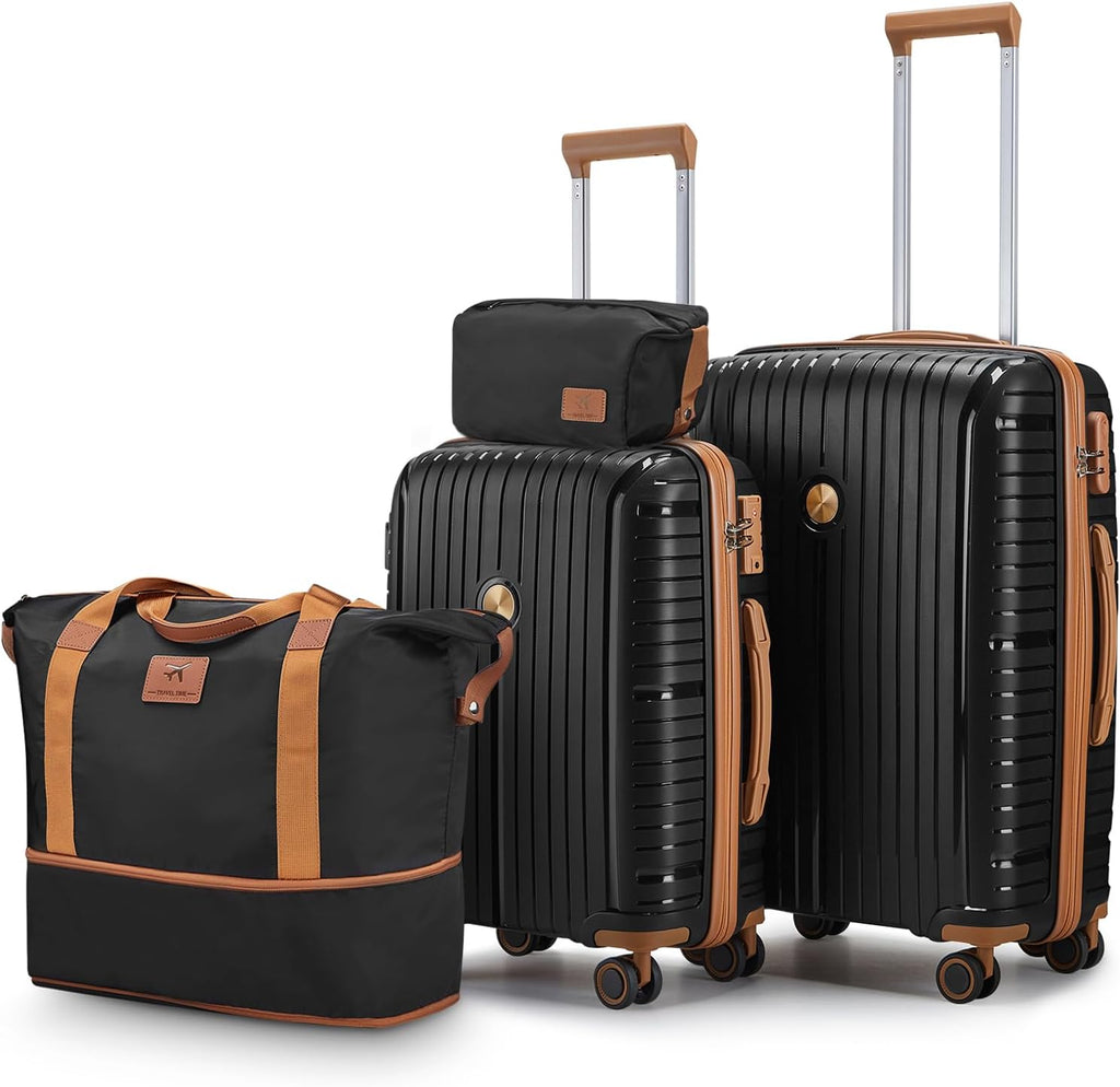 5-piece PP hardshell lightweight travel carry-on luggage set with dual spinner wheels and TSA lock wourant
