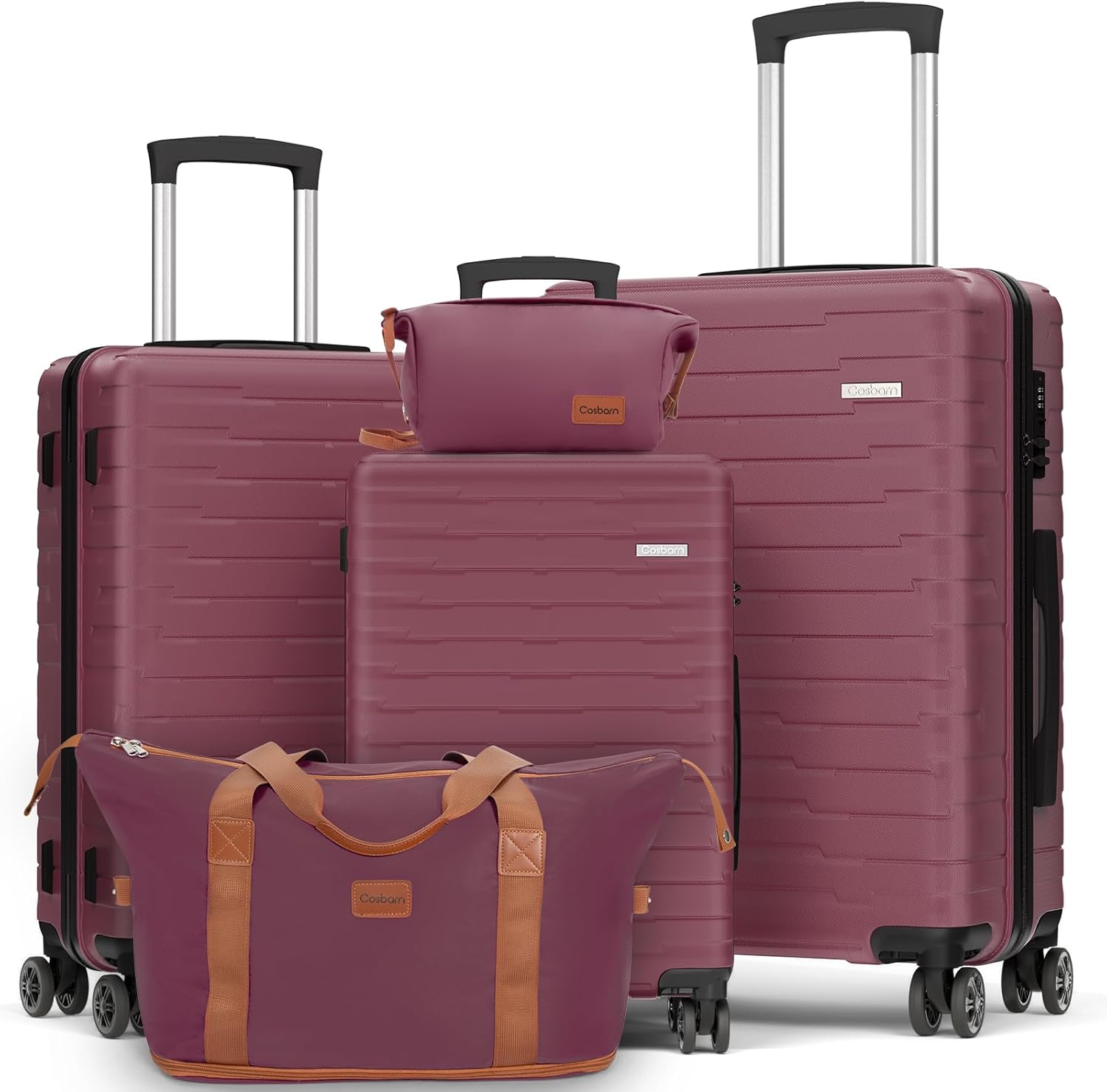 5-piece luggage set with wheels, ABS hardshell suitcase with spinner wheels wourant