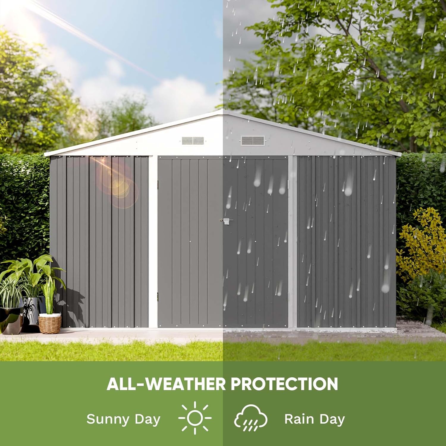 Patiowell 5x3 FT Outdoor Storage Shed Tool Shed with Sloping Roof and Lockable Door Metal Shed wourant