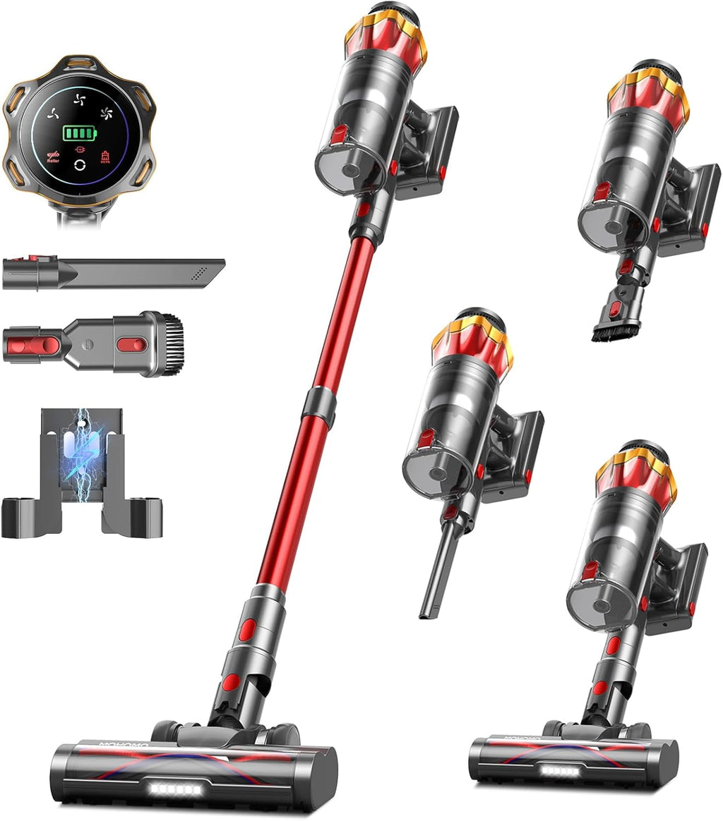 Cordless Vacuum Cleaner,580W 48KPA 65Mins Vacuum Cleaners for Home,Self-Standing Stick Vacuum with Anti-Tangle Brush & OLED Touch Screen,Rechargeable Vacuum Cordless for Pet Hair,Carpet,Hardwood Floor wourant
