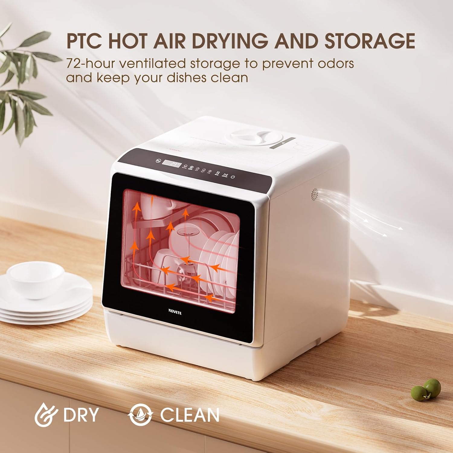 NOVETE Portable Countertop Dishwashers, Compact Dishwashers with 5L Built-in Water Tank & Inlet Hose wourant