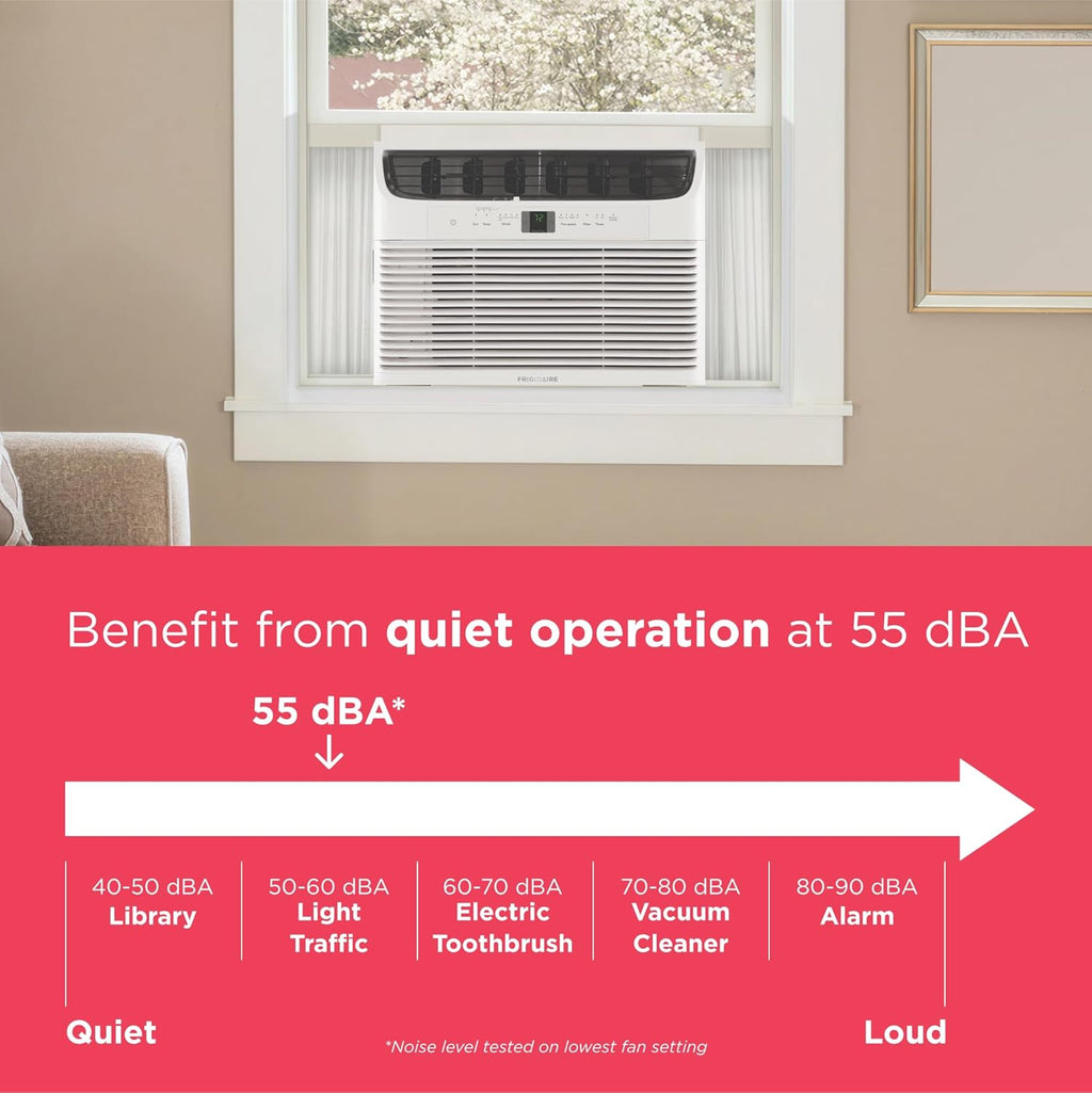 Frigidaire 5,000 BTU Window Air Conditioner with Remote Control, Cools Up to 150 Sq. Ft., Quiet Operation, Eco Mode, 3 Fan Speeds, Auto Restart, White wourant