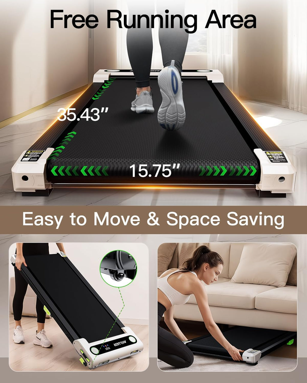Akluer Inclined Home Treadmill 2.5 HP Small Under-Desk Treadmill with Remote Control and LED Display wourant