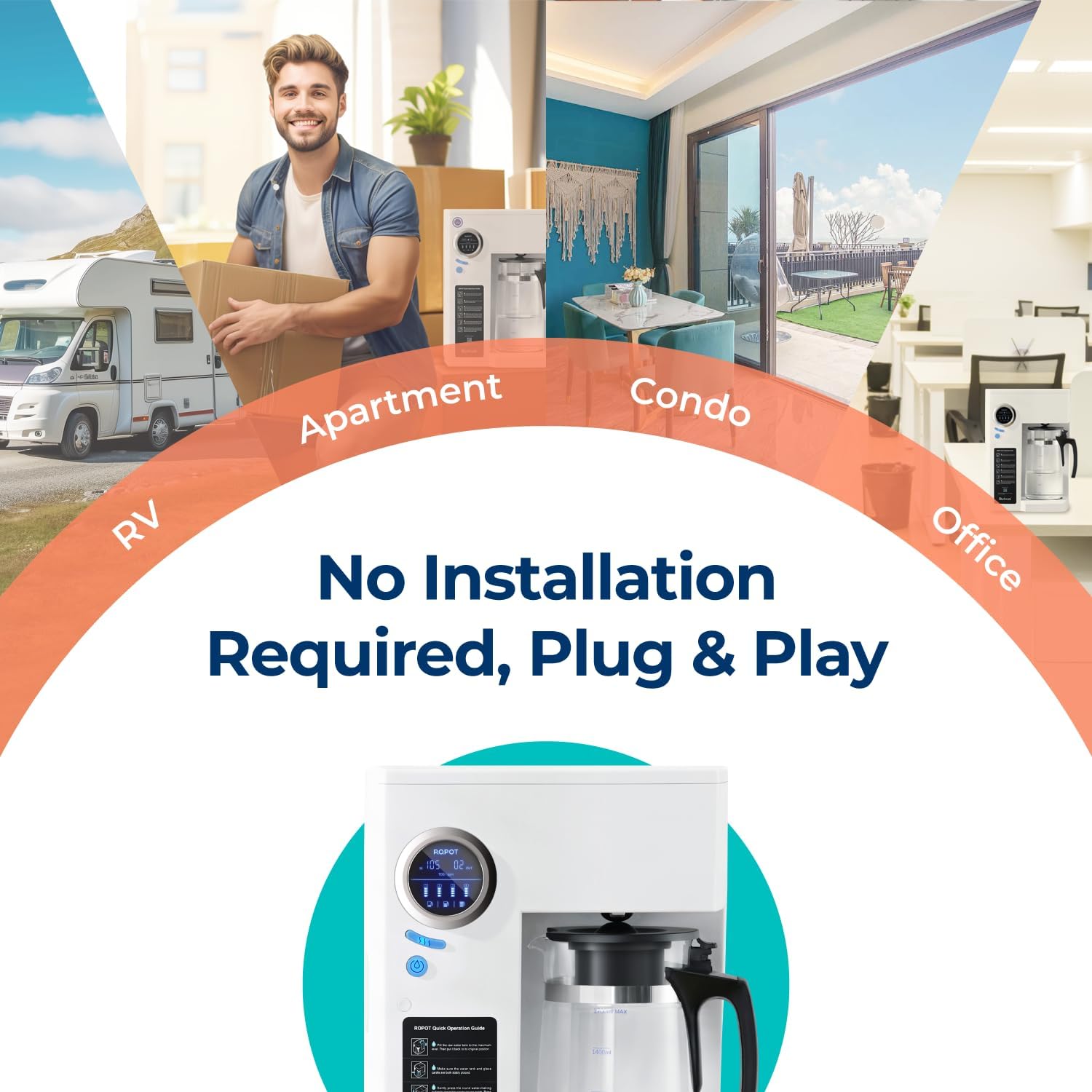 Bluevua RO100ROPOT-UV Reverse Osmosis System Countertop Water Purifier - 6-stage purification with UV and remineralization, reverse osmosis filtration wourant