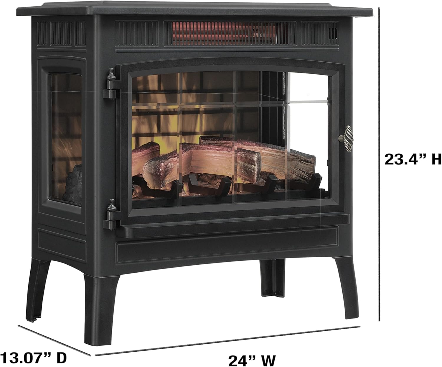 Freestanding Electric Fireplace Stove Heater with 3D Flame Effect for 1,000 Sq. Ft wourant