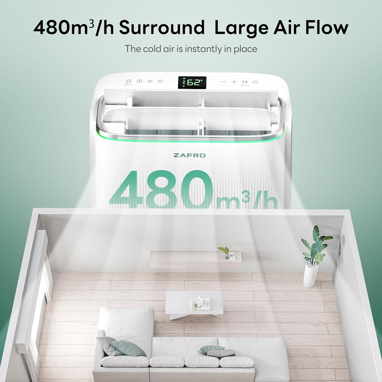 ZAFRO 8,000 BTU Portable Air Conditioners, 4 Modes Portable AC Unit with Fast Cooling/Energy Efficient/Remote/24Hrs Timer for Bedroom/Dorms/Indoor Rooms, White wourant