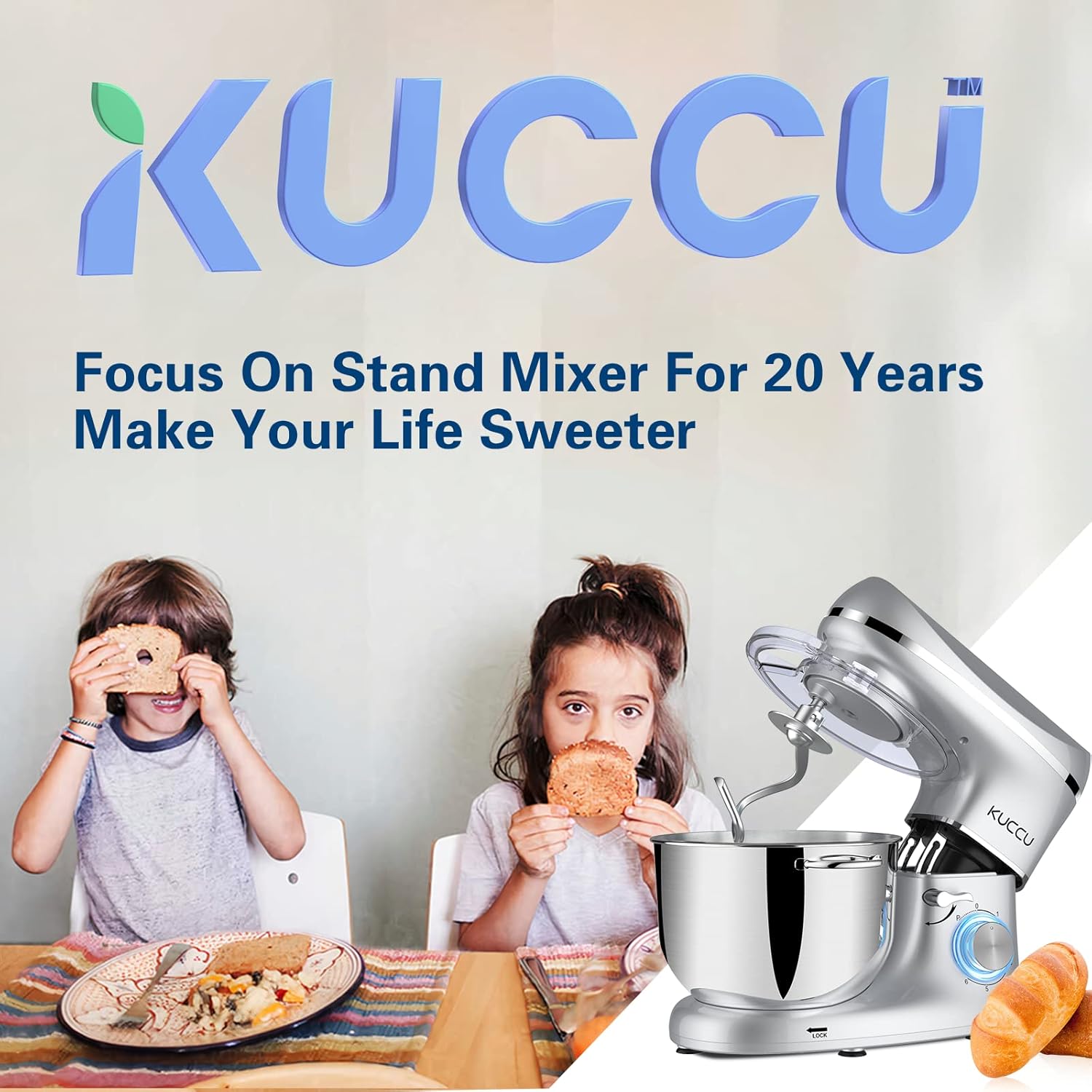 Stand Mixer 6.5 Qt 660W 6-Speed Tilt-Head Food Dough Mixer, Kitchen Electric Mixer with Stainless Steel Bowl,Dough Hook,Whisk, Beater, Egg white separator wourant