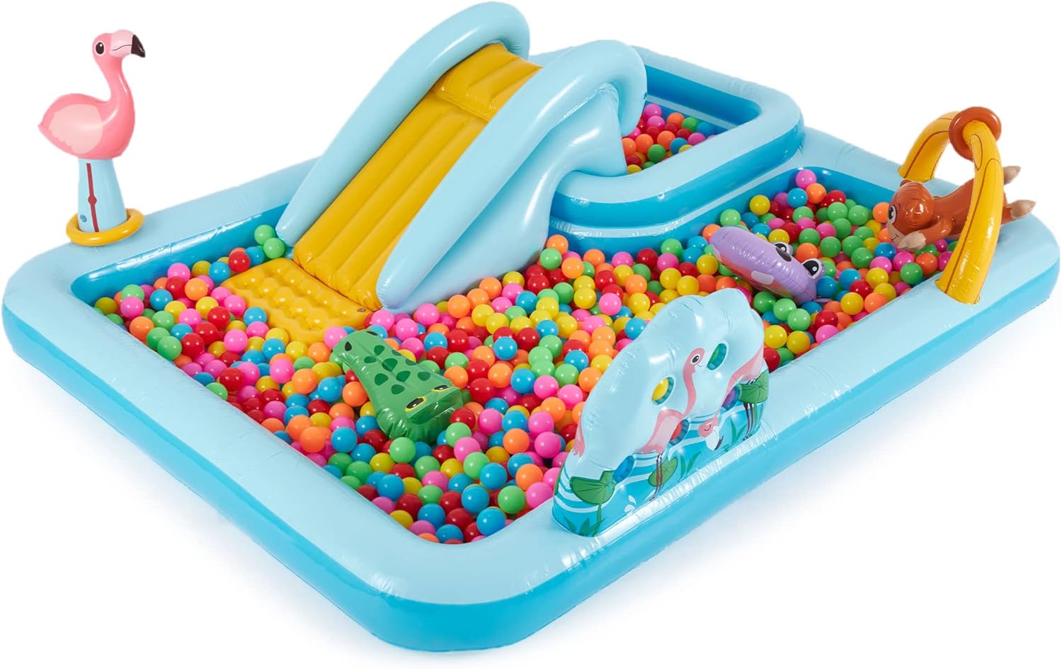 Intex 96" x 78" x 28" Inflatable Jungle Adventure Play Center Spray Kiddie Pool - Backyard Kids Water Slide, Outdoor Blow-Up Splash Pad for Toddlers wourant