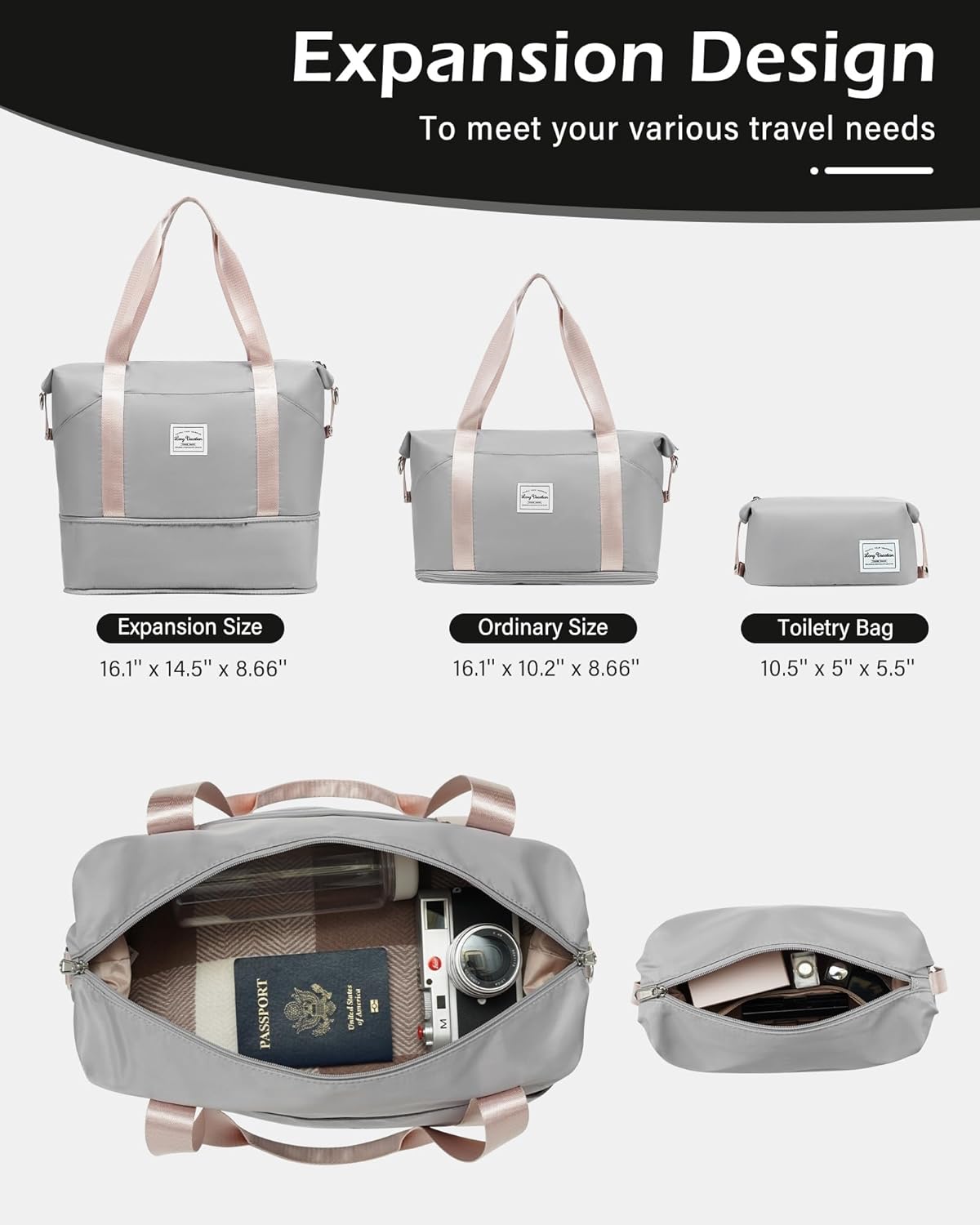 LONG VACATION 6 Piece Luggage Set Carry on Suitcase with ABS+PC hardshell, Spinner Wheels & YKK Zipper TSA Lock wourant