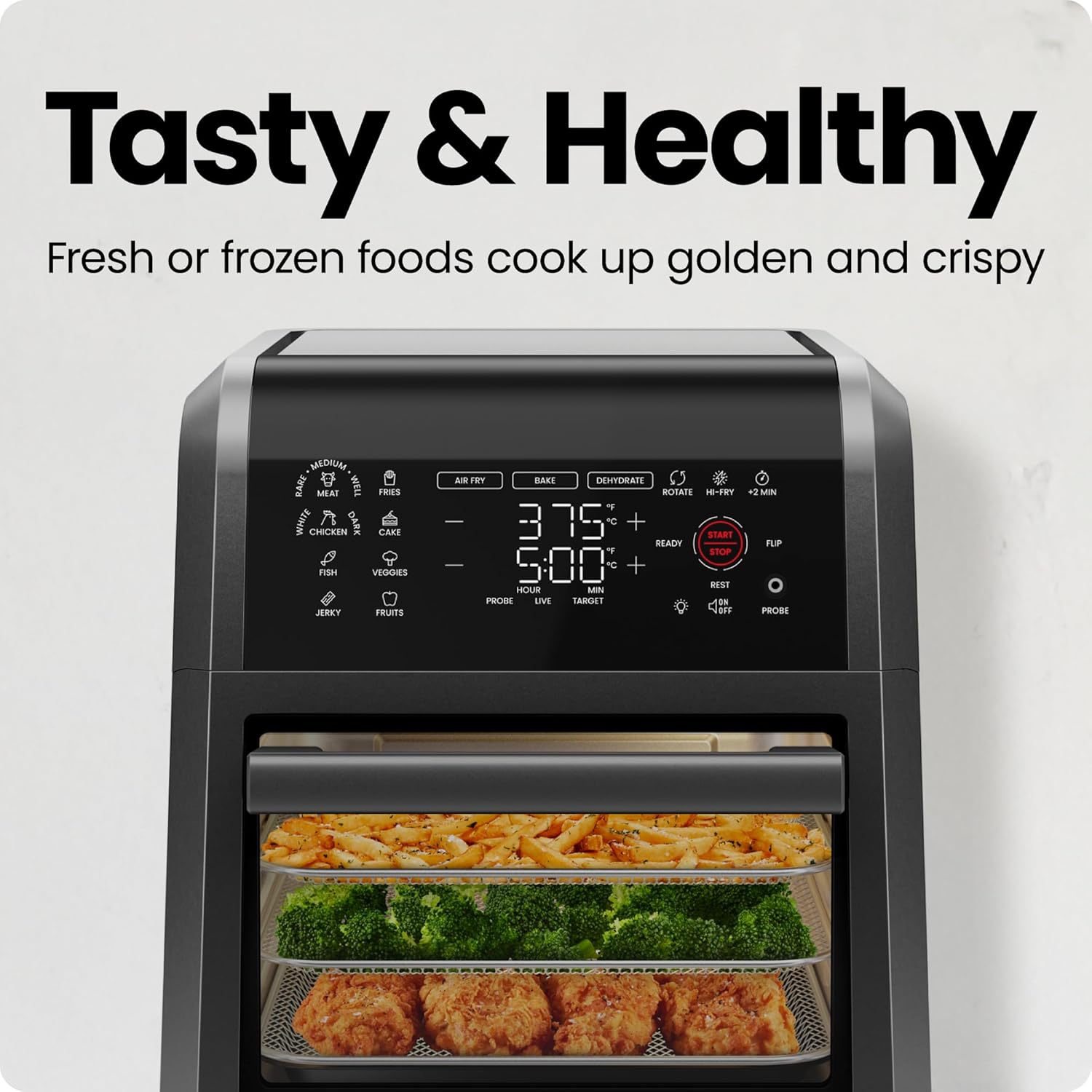 CHEFMAN ExacTemp 12-Quart Air Fryer Integrated Smart Cooking 28 Touchscreen Presets wourant