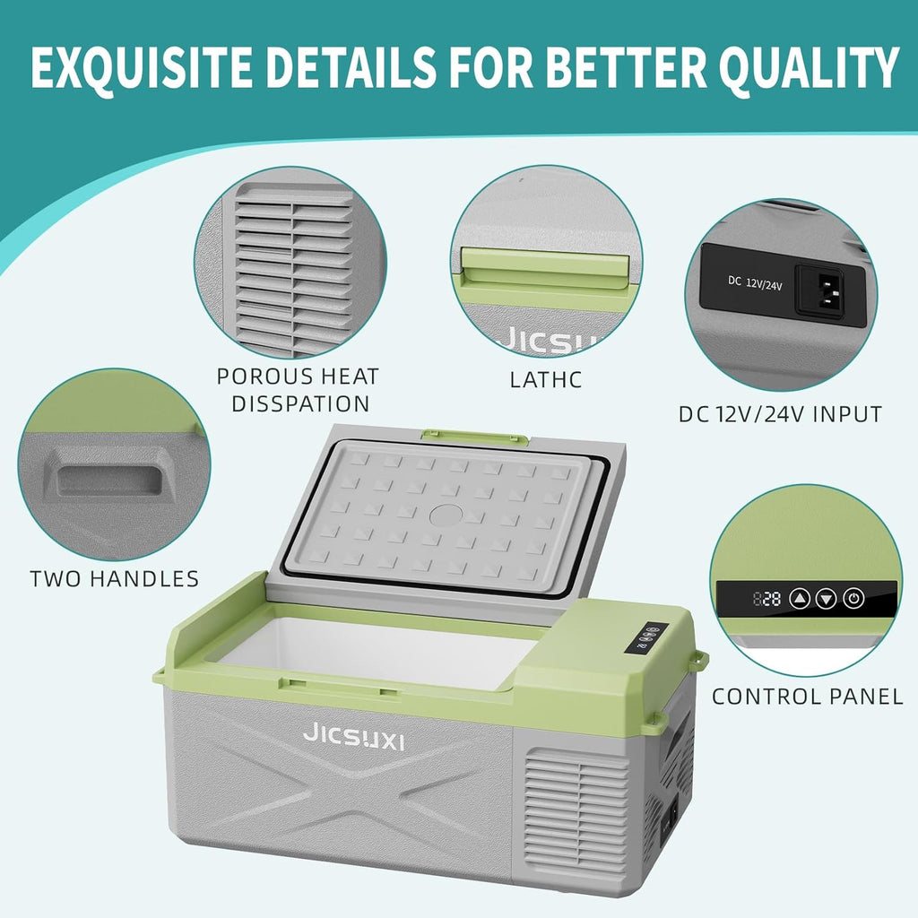 12V Car Refrigerator, 17 Quart Portable Freezer 12 Car Fridge (-4F~68F) Compressor Electric Cooler with 12/24V DC 110-240V AC, APP Control For Car Truck RV Camping, Travel Outdoor Home wourant