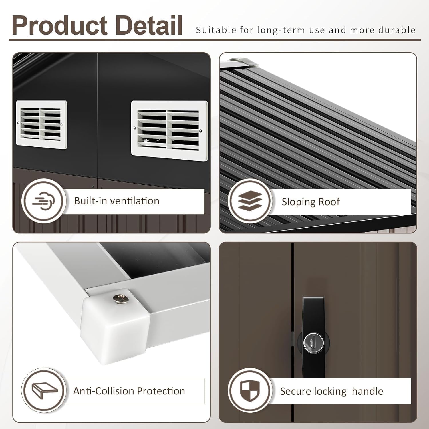 Aoxun 6.2x4 FT Shed Outdoor Storage Shed Metal Garden Shed Slooping Roof Tool Shed Bike Shed wourant