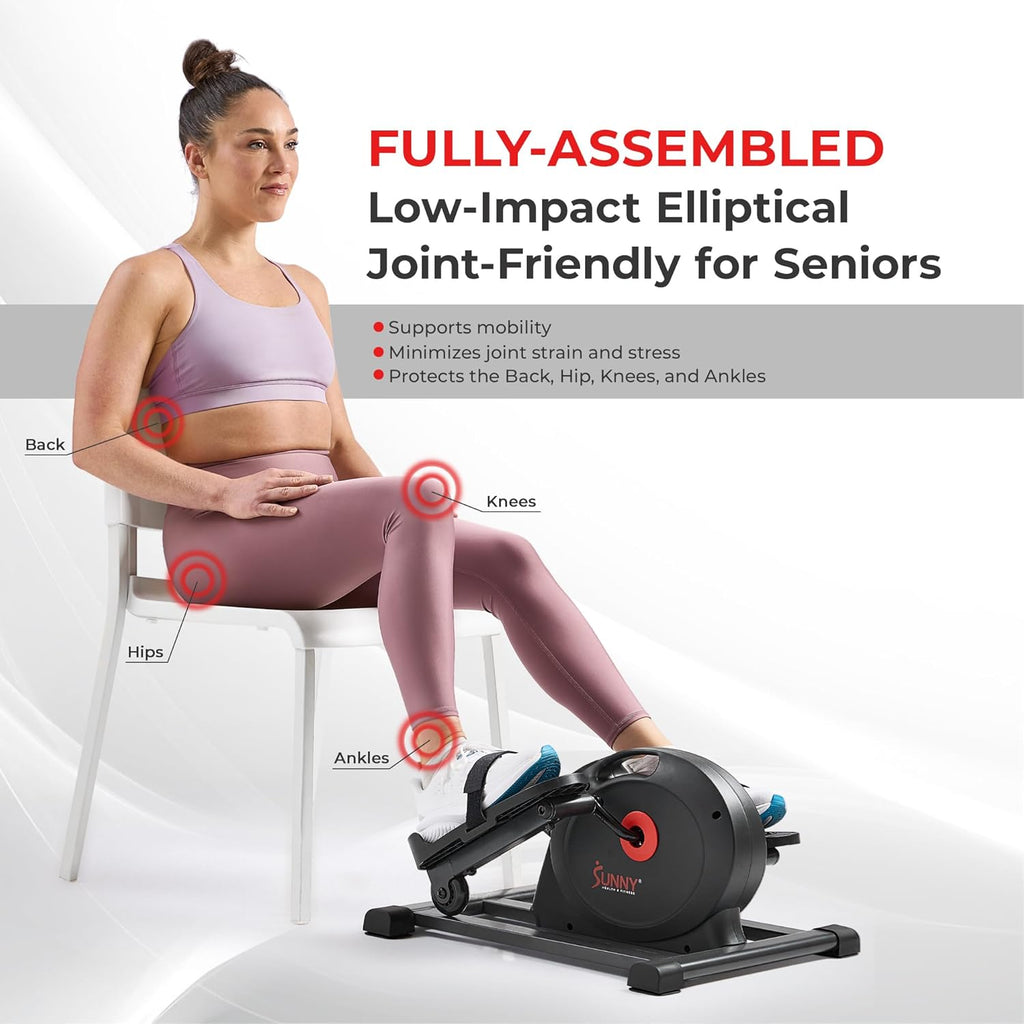 Sunny Health & Fitness Smart Mini Elliptical Trainer Indoor Under-Desk Pedal Exerciser for Seniors wourant