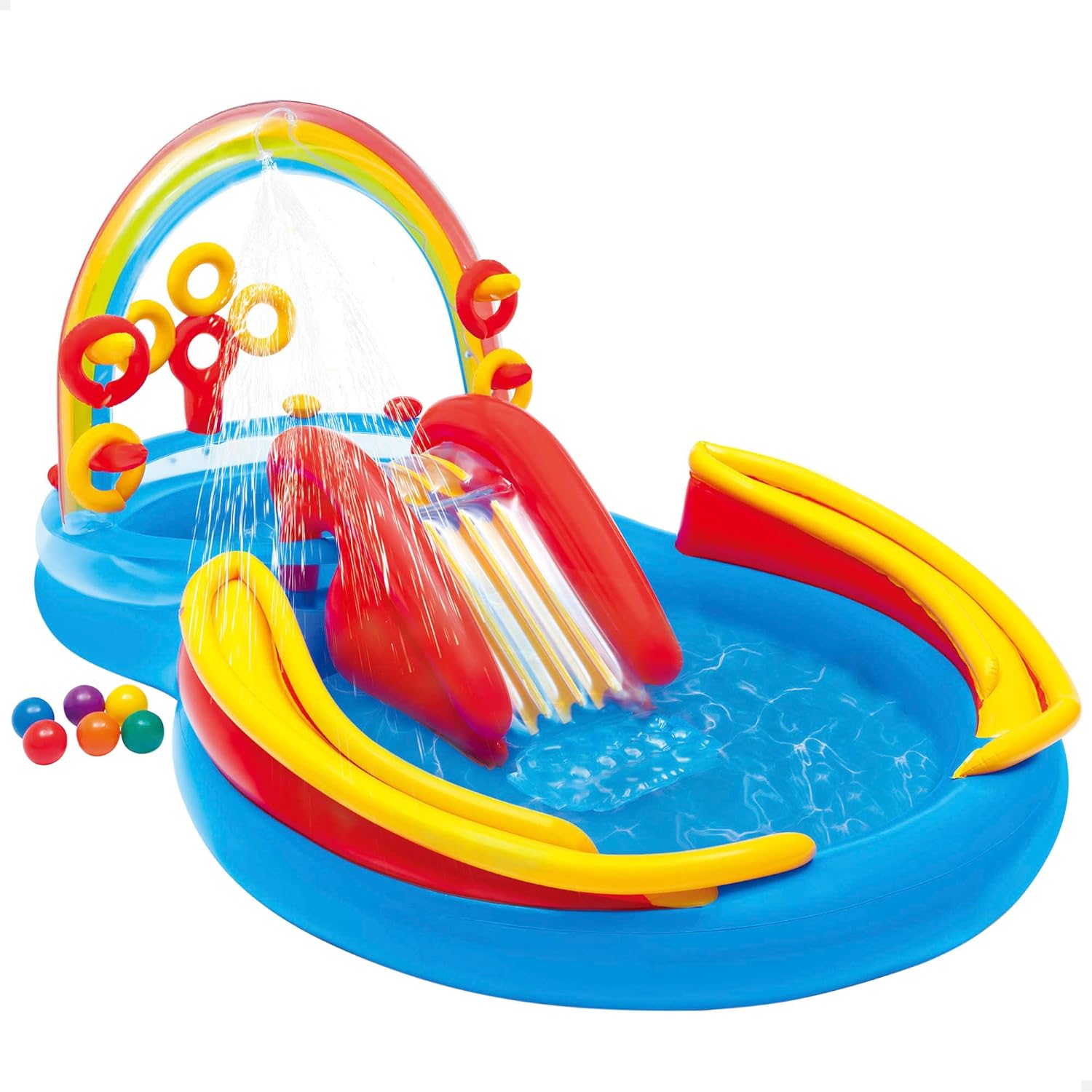 Intex 96" x 78" x 28" Inflatable Jungle Adventure Play Center Spray Kiddie Pool - Backyard Kids Water Slide, Outdoor Blow-Up Splash Pad for Toddlers wourant