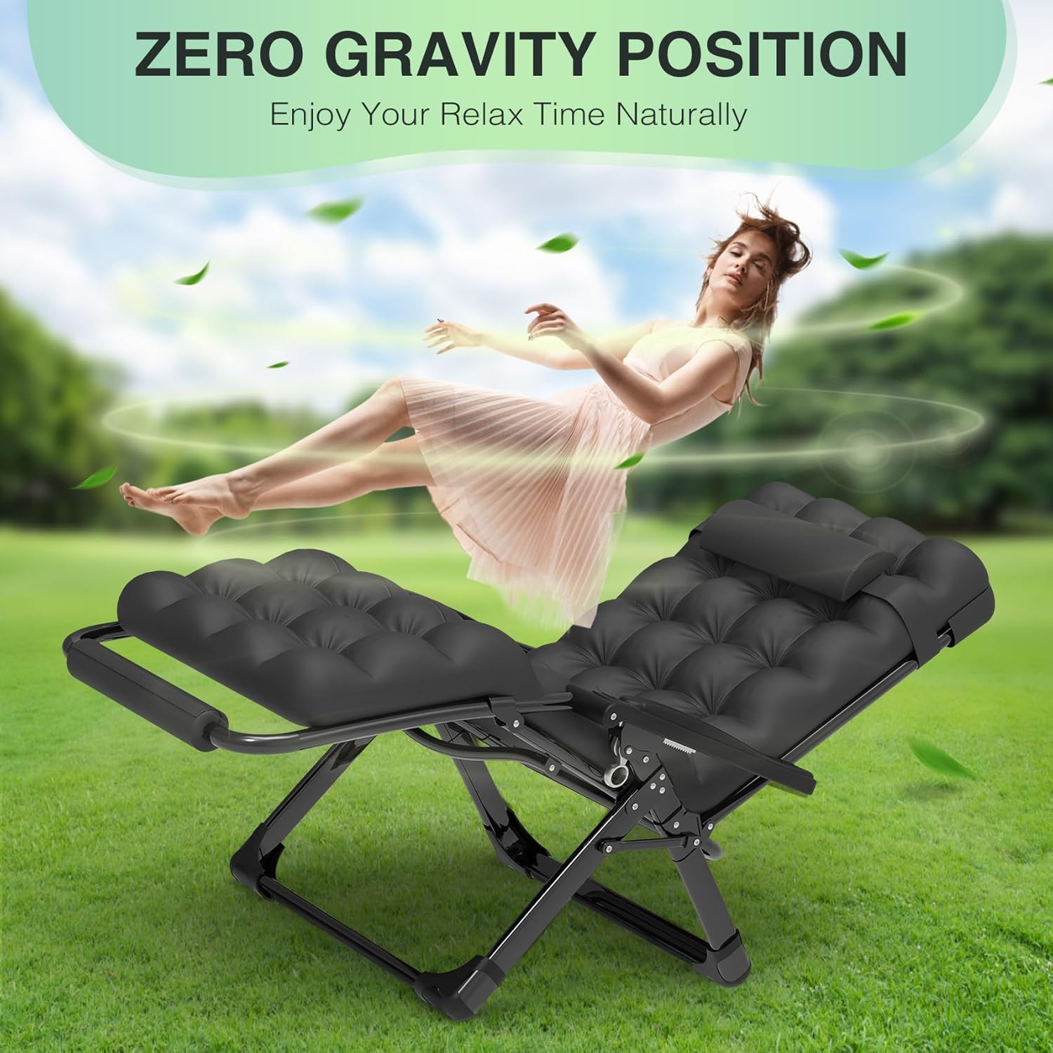 Indoor and outdoor patio chair folding lounge chair zero gravity chair with removable cushion camping lounge chair wourant