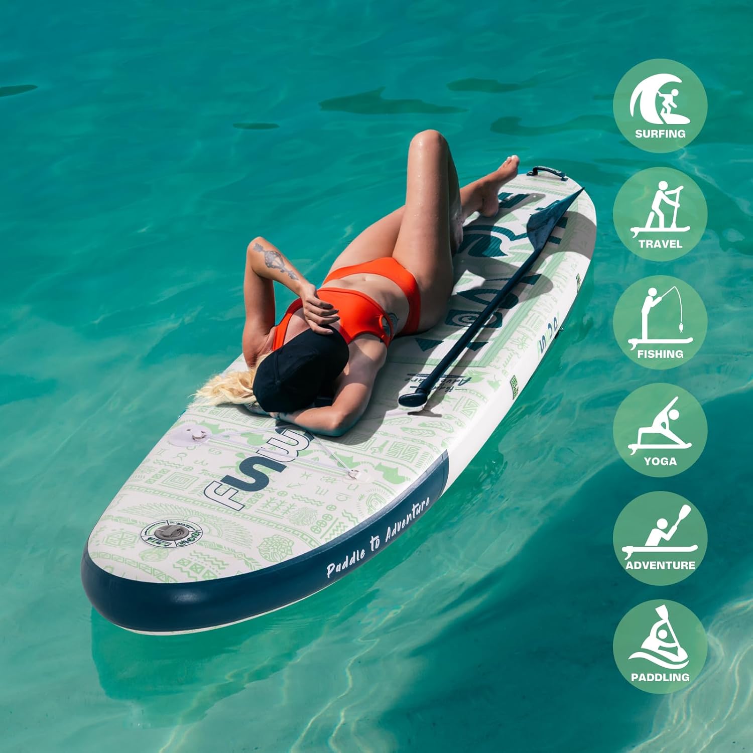 FunWater Inflatable Stand Up Paddle Board with Premium SUP Paddle Accessories, Non-Slip EVA Deck, 11'/10'6' Paddle wourant