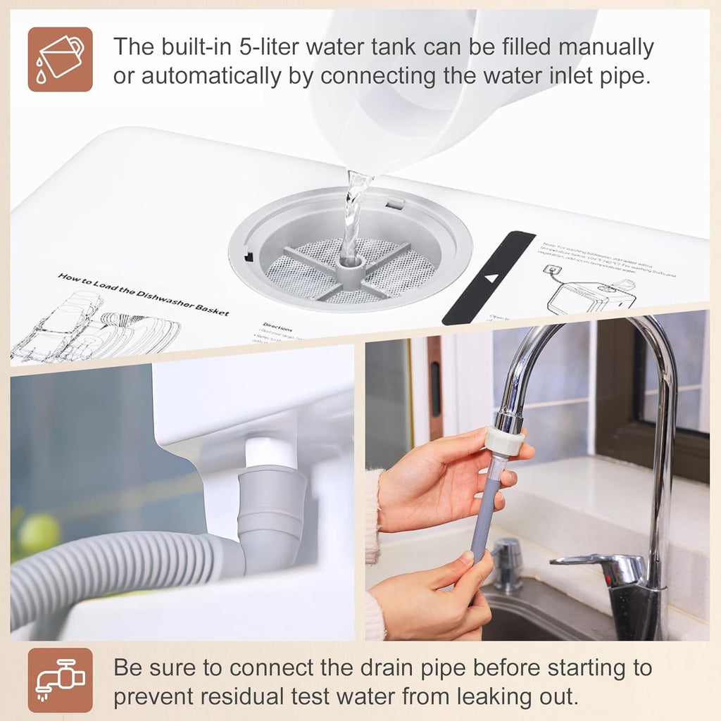 Mini dishwasher countertop .Compact Dishwasher with drying.Double spray arms. Portable Countertop Dishwasher With Water Tank, 6 wash programs, .Lavavajillas portatil can wash baby bottles. wourant