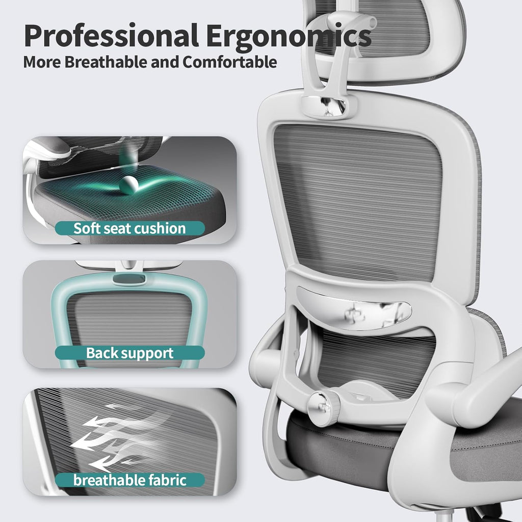 Office Chair Ergonomic Desk Chair, 330 lbs Home Mesh Desk Chair with Wheels, Comfortable Gaming Chair, High Back Office Chair wourant