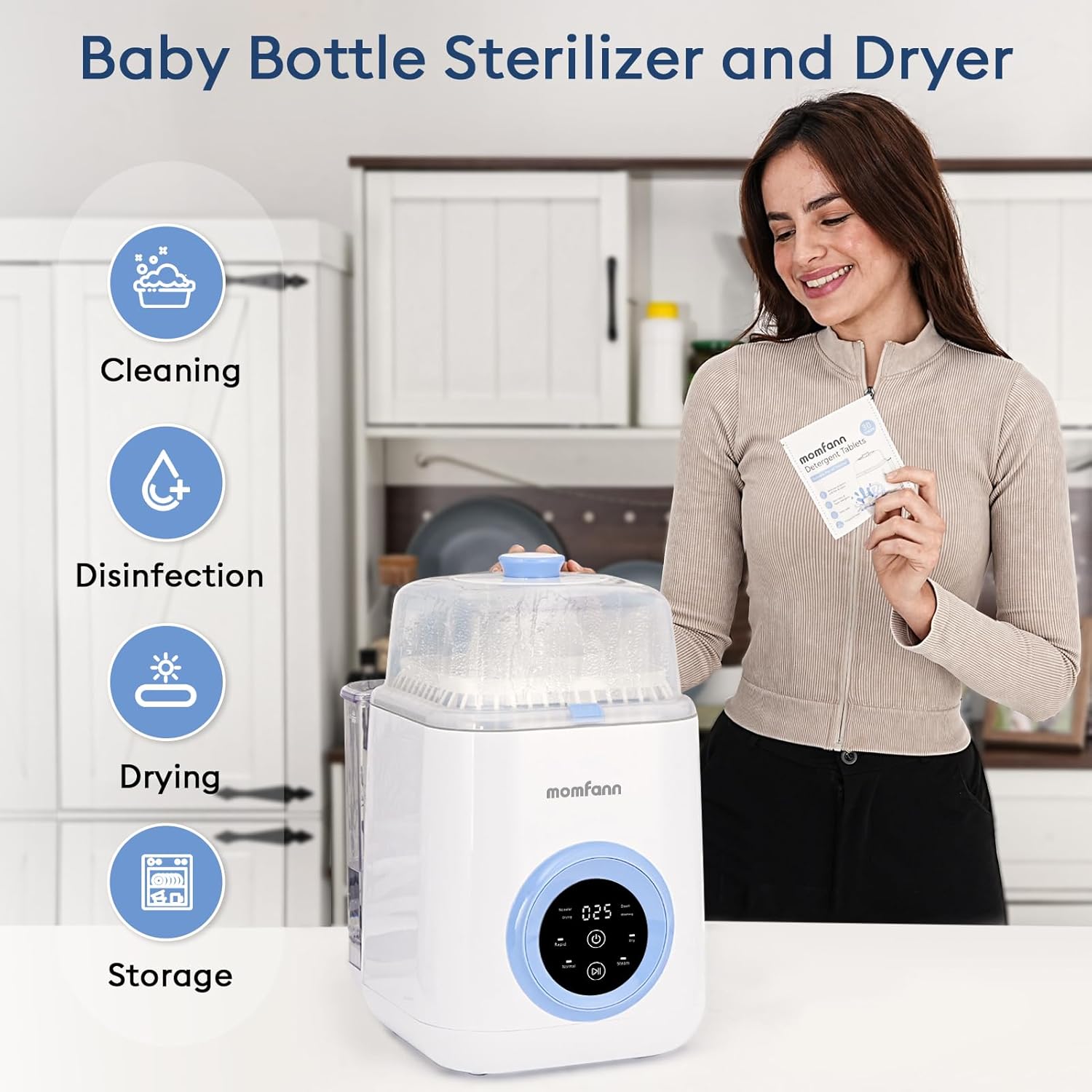 Baby Bottle Washer-19 Min Rapid Wash, Sterilizer and Dryer, All-in-One Cleaner, Bottles, Pump Parts & Baby Essentials wourant