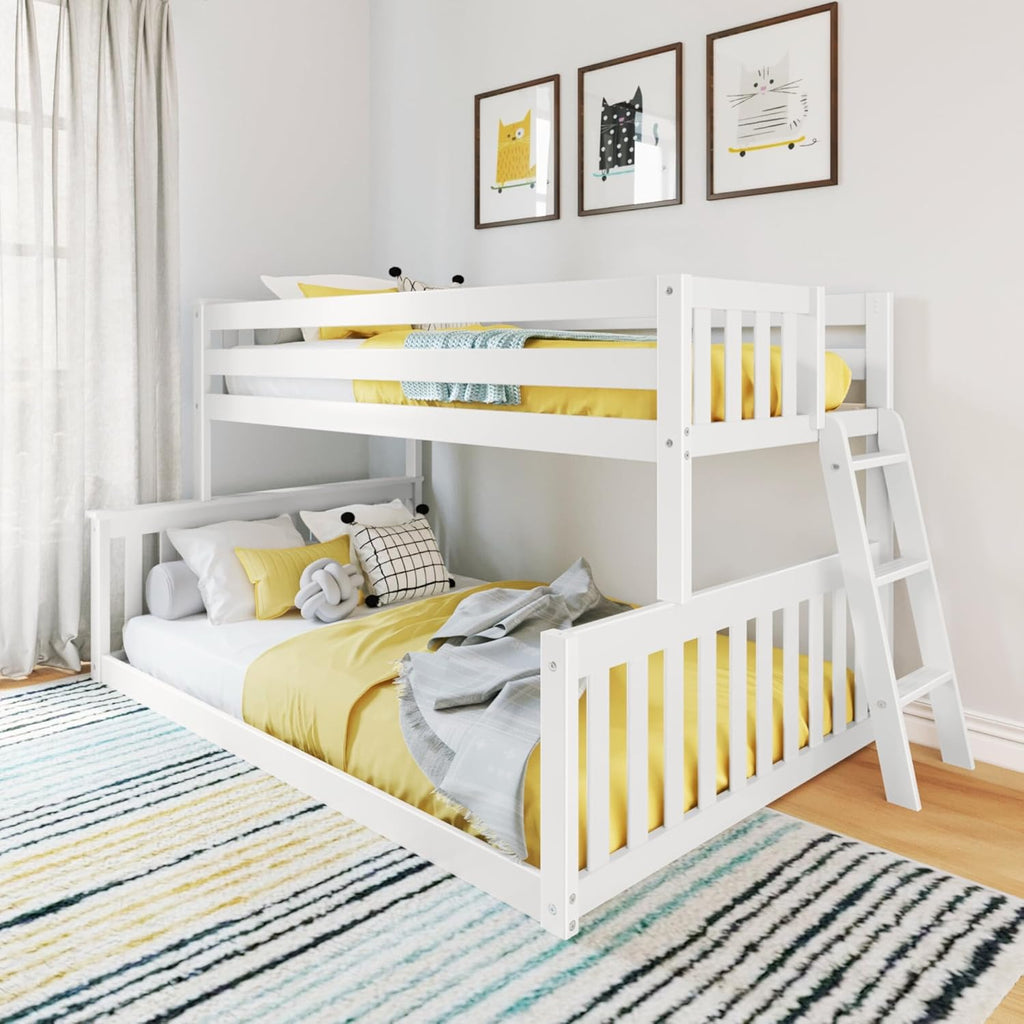 Max & Lily Fundamental Twin Low Bunk Bed Kids Solid Wood Modern Bed Frame Strong Wooden Slats wourant