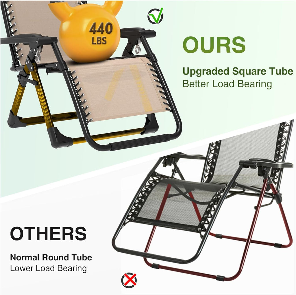 Indoor and outdoor patio chair folding lounge chair zero gravity chair with removable cushion camping lounge chair wourant
