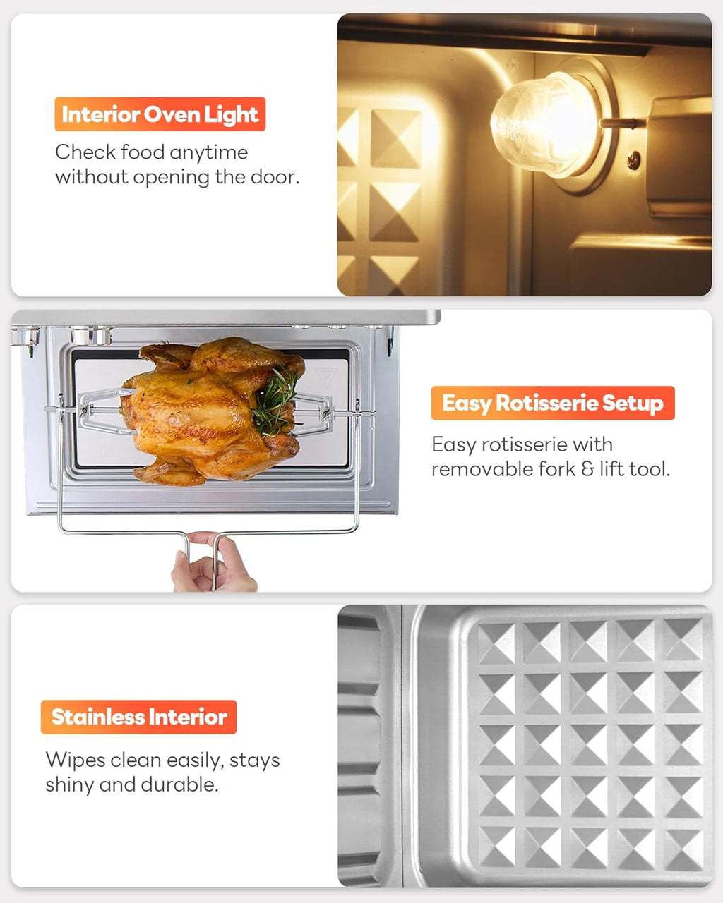 28QT Air Fryer Toaster Oven Combo, Large 12-in-1 Convection Countertop Oven with 3-Layer Cooking, Rotisserie for Chicken, 6 Heating Tubes, Fast Preheat, Fits 11" Pizza, Full Accessories, Sparkle Black wourant