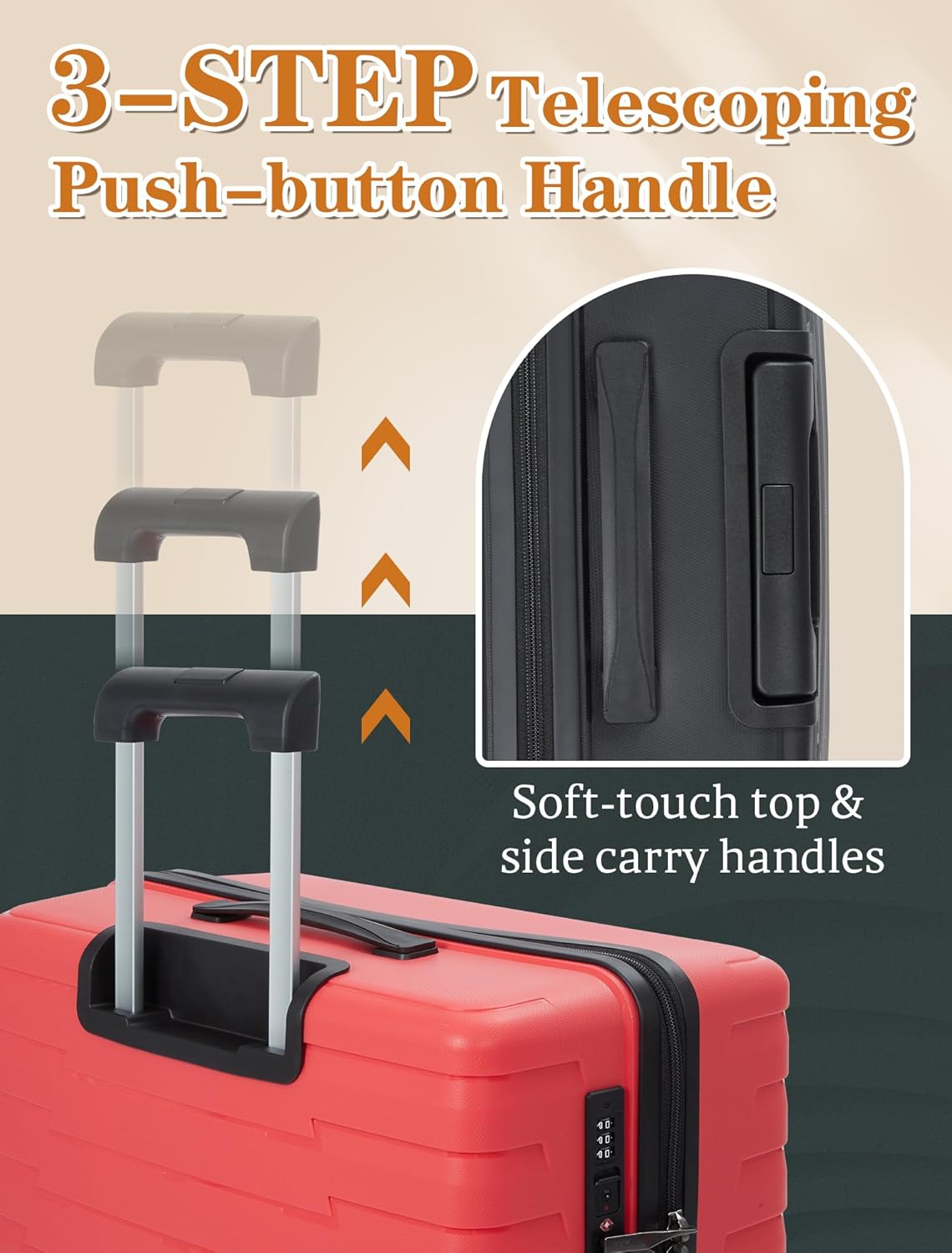 5-piece luggage set with wheels, ABS hardshell suitcase with spinner wheels wourant