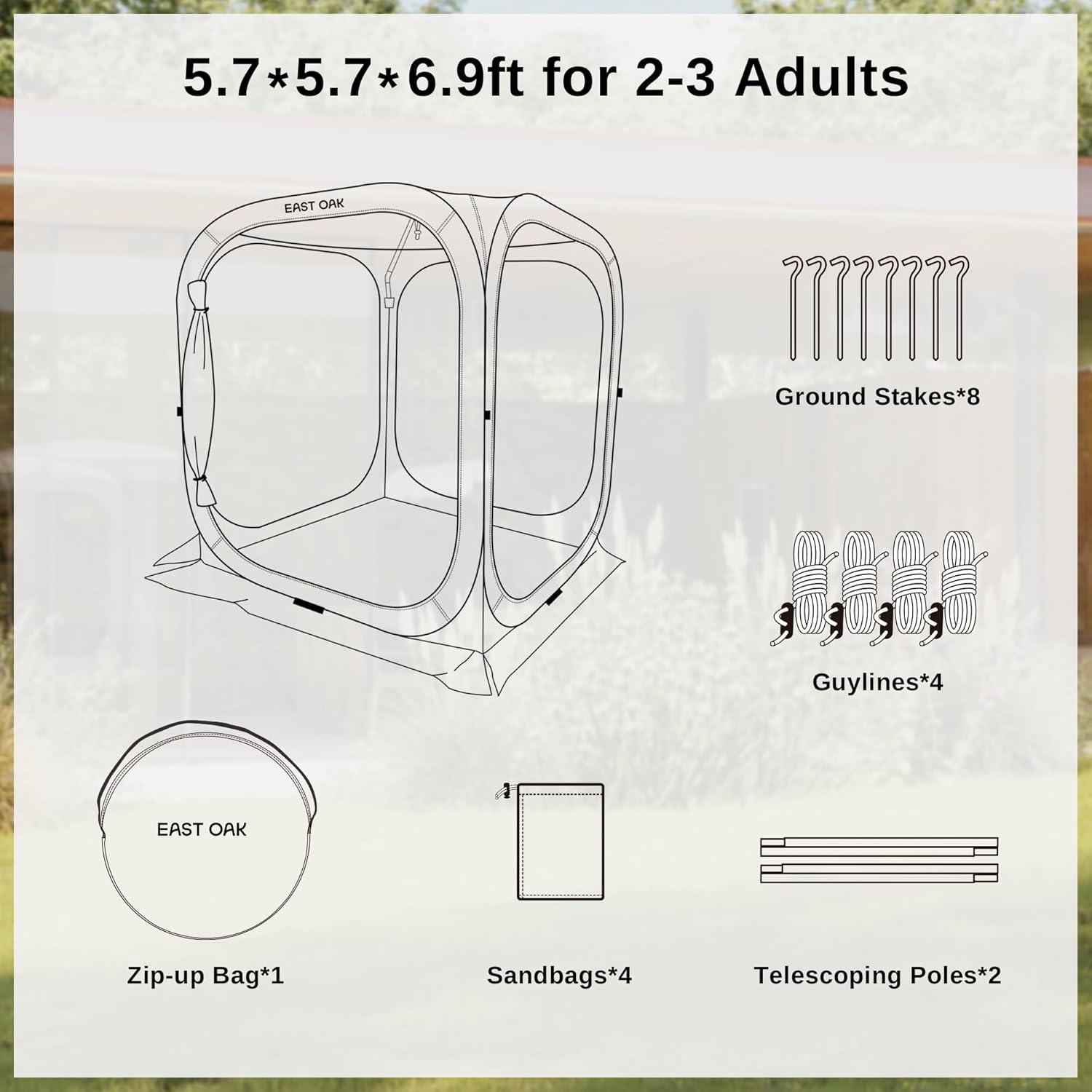 EAST OAK Screen House Tent Pop-Up, Portable Screen Room Canopy Instant Screen Tent 10 x 10 FT with Carry Bag for Patio, Backyard, Deck & Outdoor Activities, Beige wourant