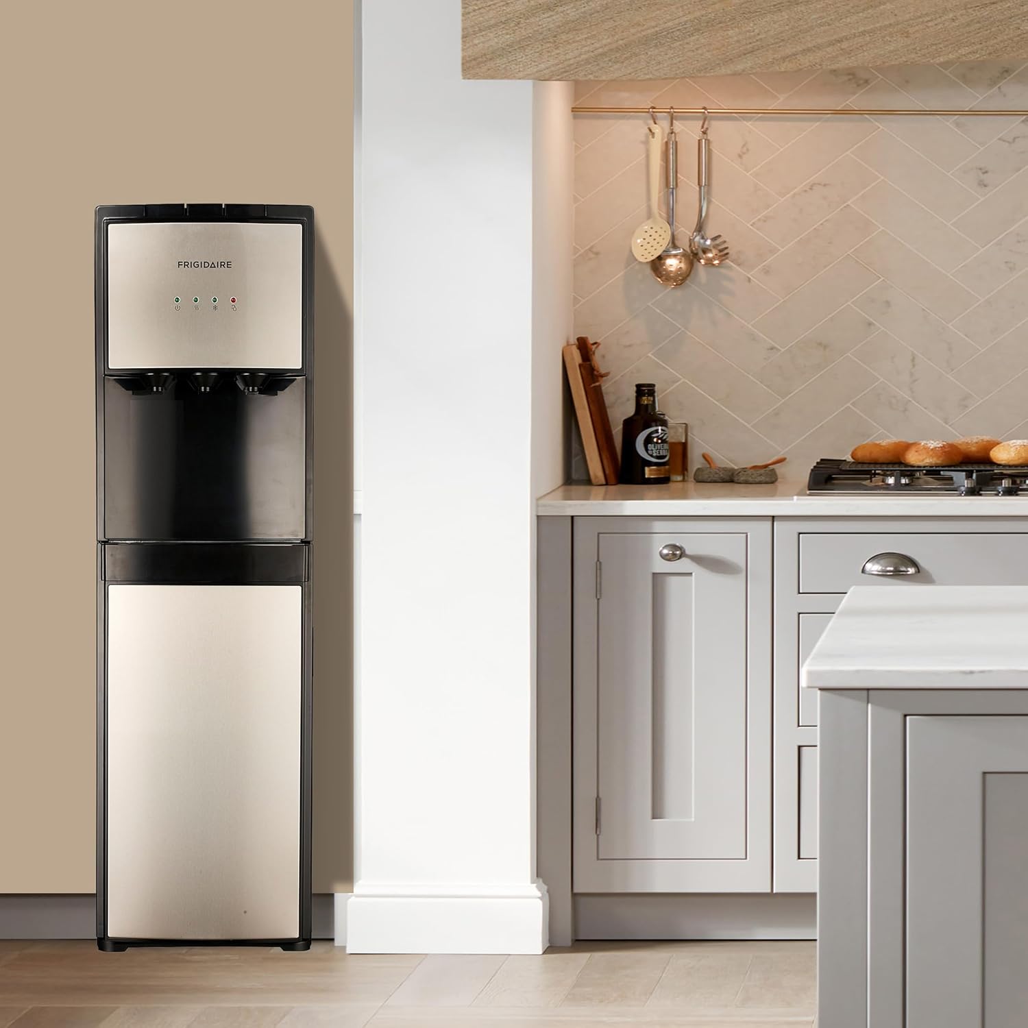 Frigidaire EFWC498 - Top Loading Cooler Dispenser -Hot & Cold Water - Child Safety Lock - Innovative Slim & Sleek Design, Holds 3 or 5 Gallon Bottles - Black wourant