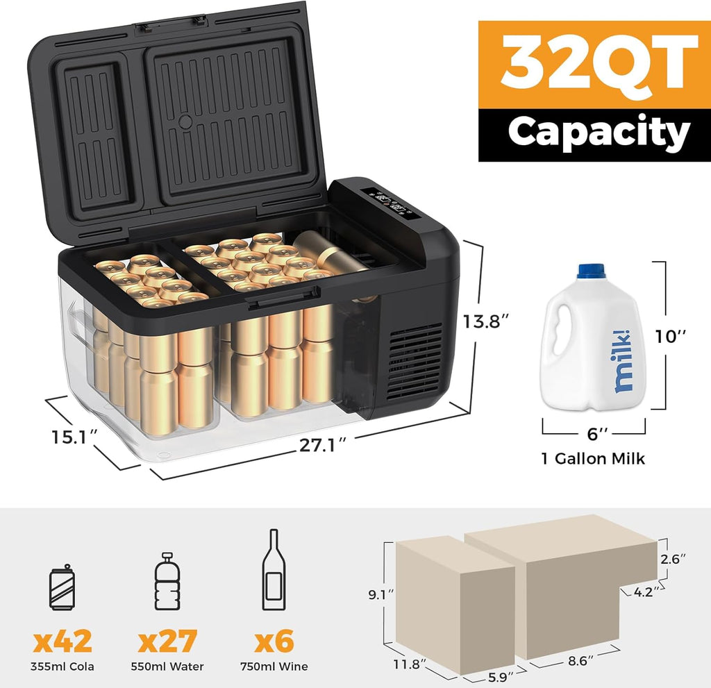 12V Refrigerator 21 Quart Portable Freezer 50 Hours Keep Cool,Electric Cooler for Vehicles Car Refrigerator 12V Portable Fridge for Car Camping Truck Van RV SUV Road Trip Travel RF20 wourant