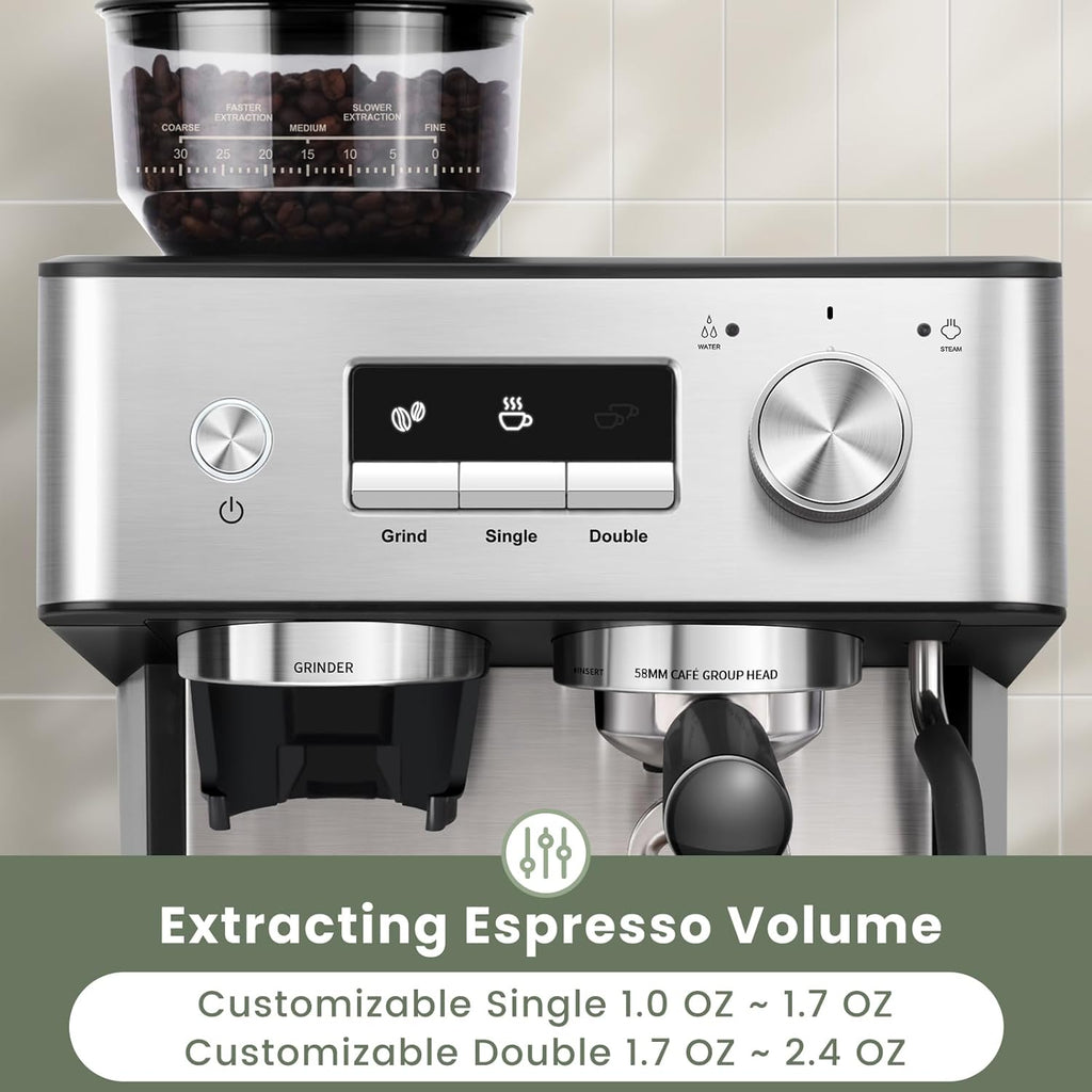 Gevi 20 Bar Espresso Machine with Grinder & Milk Frother wourant