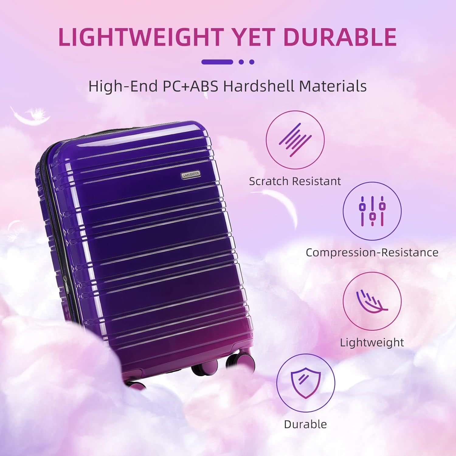 6-piece luggage set, expandable hardshell suitcase set with spinner wheels, lightweight rolling luggage set wourant