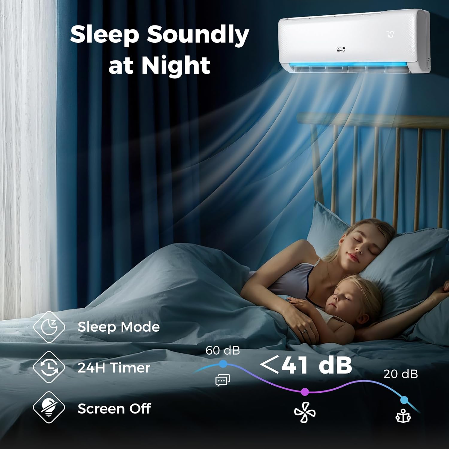 COSTWAY 12000BTU Mini Split Air Conditioner& Heater, 20 SEER2 115V Wall-Mounted Ductless AC Unit Cools Rooms up to 750 Sq. Ft, Energy Efficient Inverter AC with Heat Pump (Blast Series) wourant