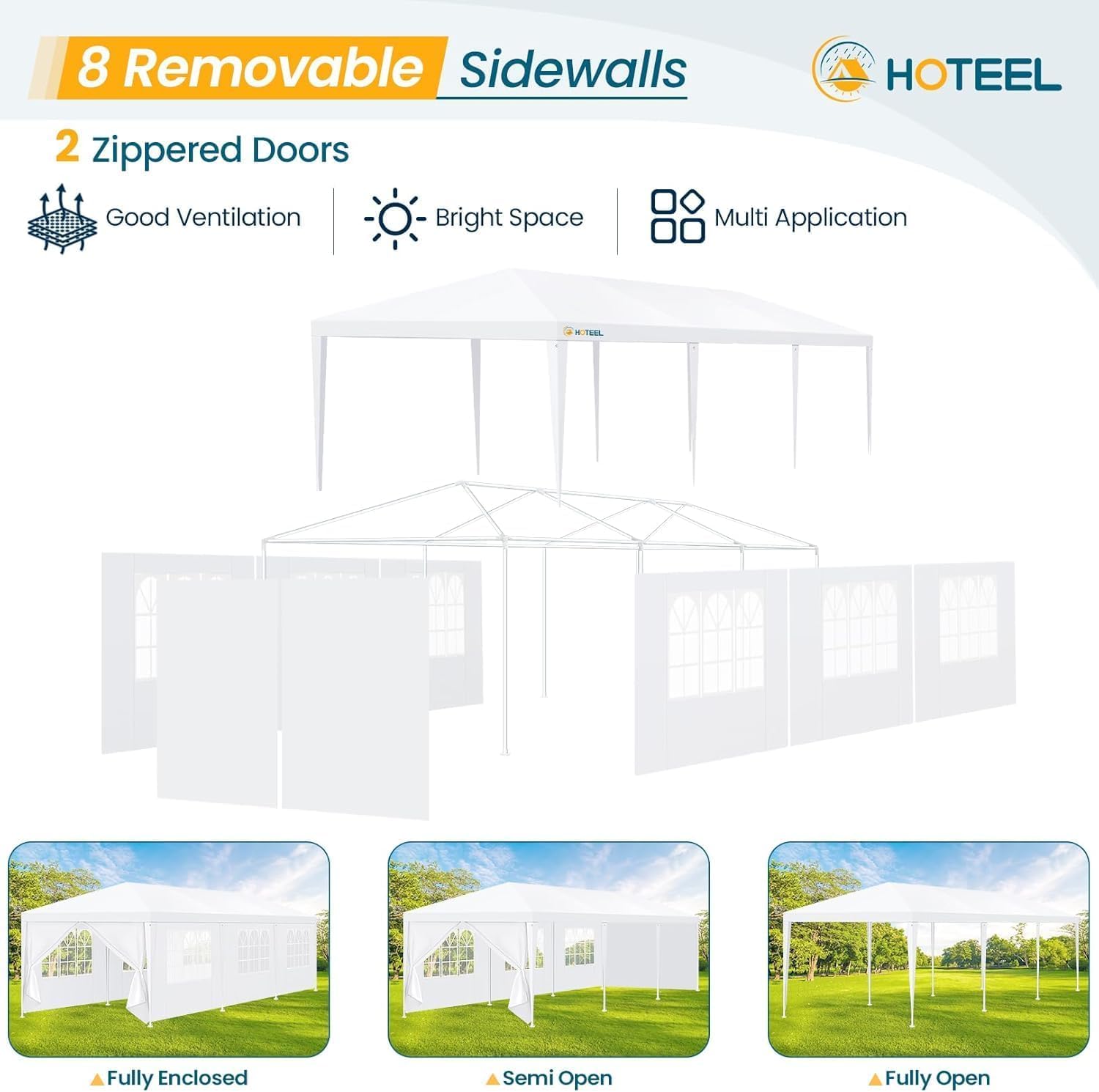 HOTEEL 10x30 Party Tent with 8 Removable Sidewalls for Parties, Weddings, BBQ wourant