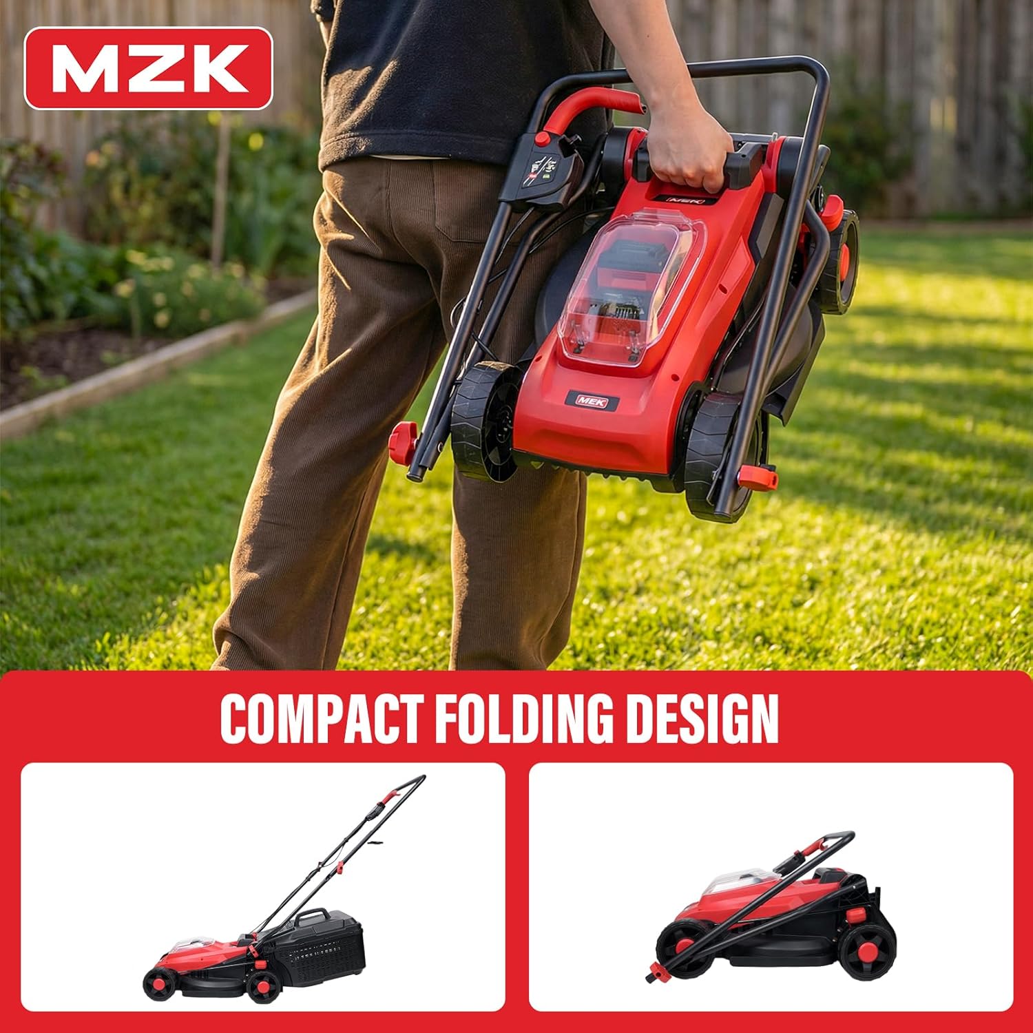MZK 20V 13" Electric Lawn Mower, Brushless Cordless Lawn Mower with 4-Position Height wourant