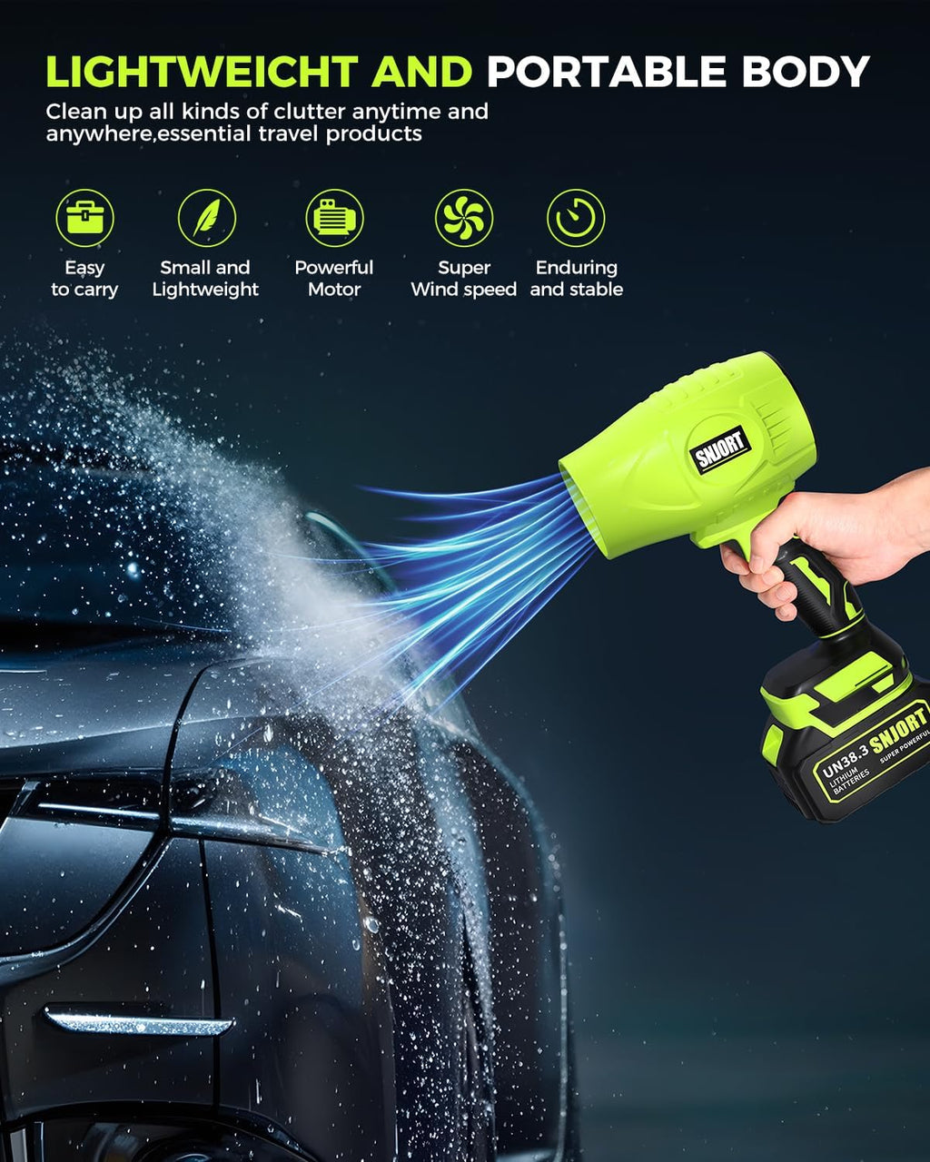 Leaf Blower Cordless with Battery and Charger, 500,000 RPM, Extended Nozzle, Lightweight Handheld Design, Turbo Jet Blower for Patio Cleaning wourant