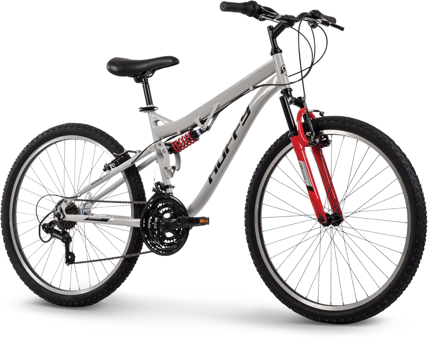 Huffy Stone Mountain Hardtail Mountain Bike for Boys/Girls/Men/Women, 20"/24"/26" Sizes, 6 or 21 Speed Shimano Twist Shifting, Front or Dual Suspension, Comfort Saddle, Sleek Colors wourant