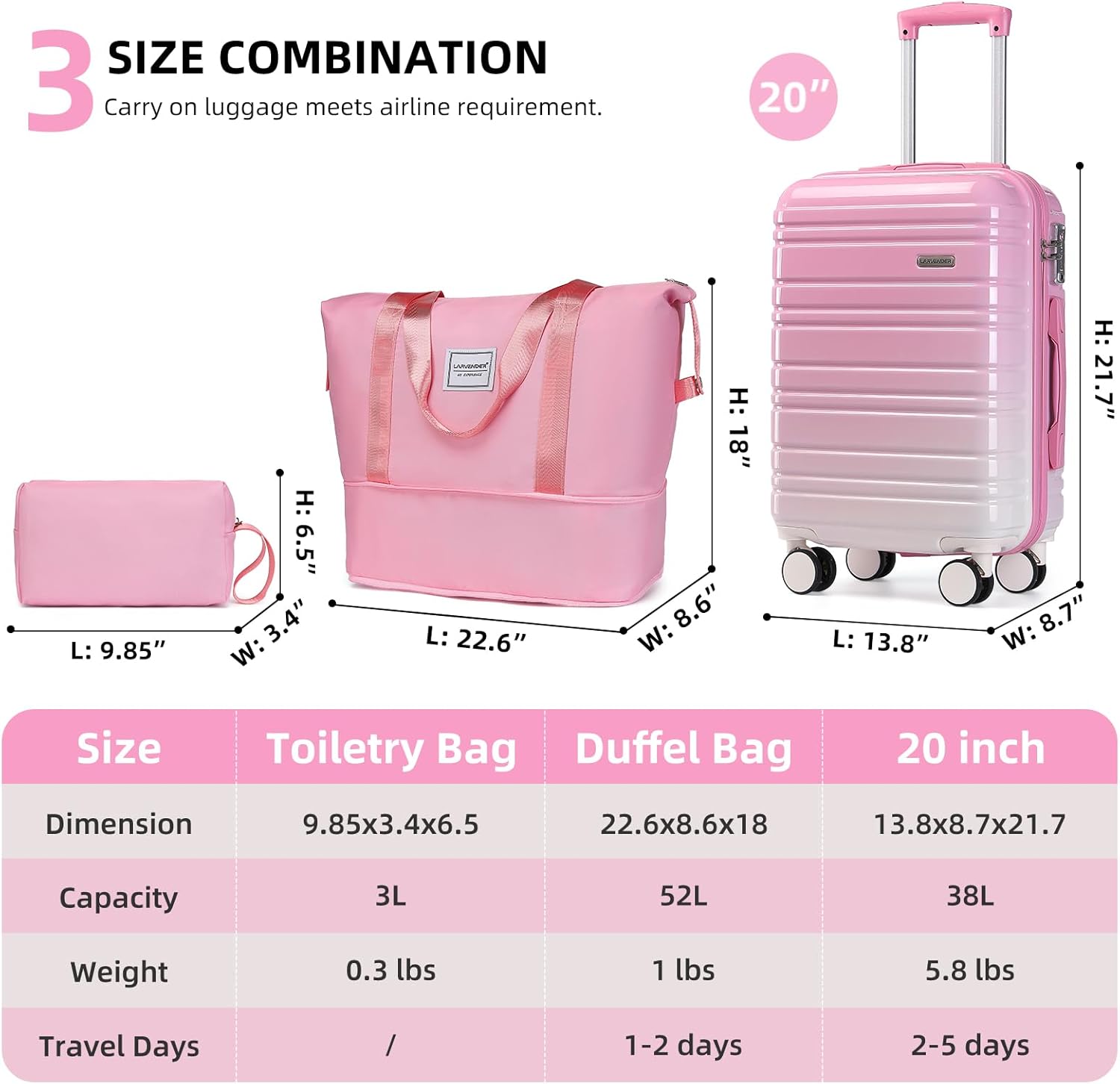 6-piece luggage set, expandable hardshell suitcase set with spinner wheels, lightweight rolling luggage set wourant