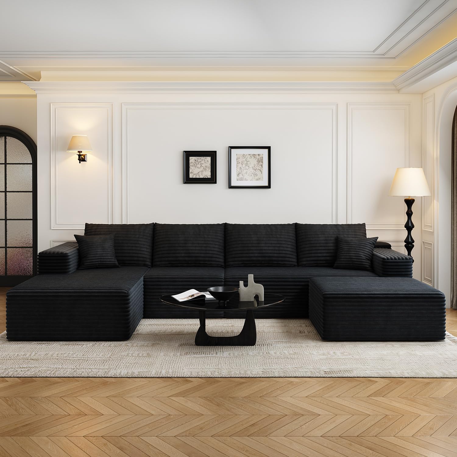 107.5" Cloud Modular Sectional Sofa Couch with L-Shape Chaise,Modern Minimalist Upholstered Couches wourant