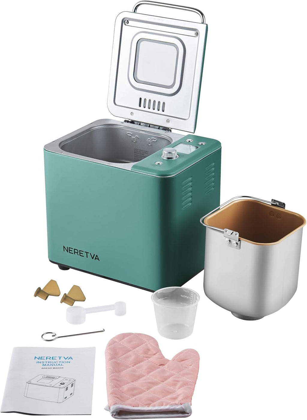 Neretva Bread Maker, 20-in-1 2LB Bread Maker Dual Heater Bread Maker Automatic with Non-Stick Ceramic Pan wourant