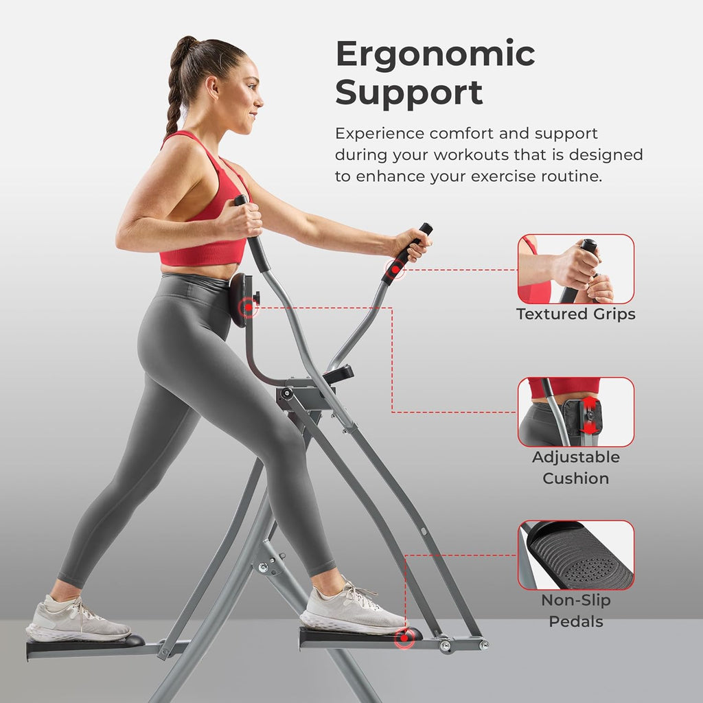 Sunny Health & Fitness Smart Air Walker Elliptical, Low-Impact 30-Inch Stride Home Glider Machine, Senior Cross Trainer for Indoor Cardio Exercise, Free SunnyFit App Bluetooth Connection- SF-E902SMART wourant