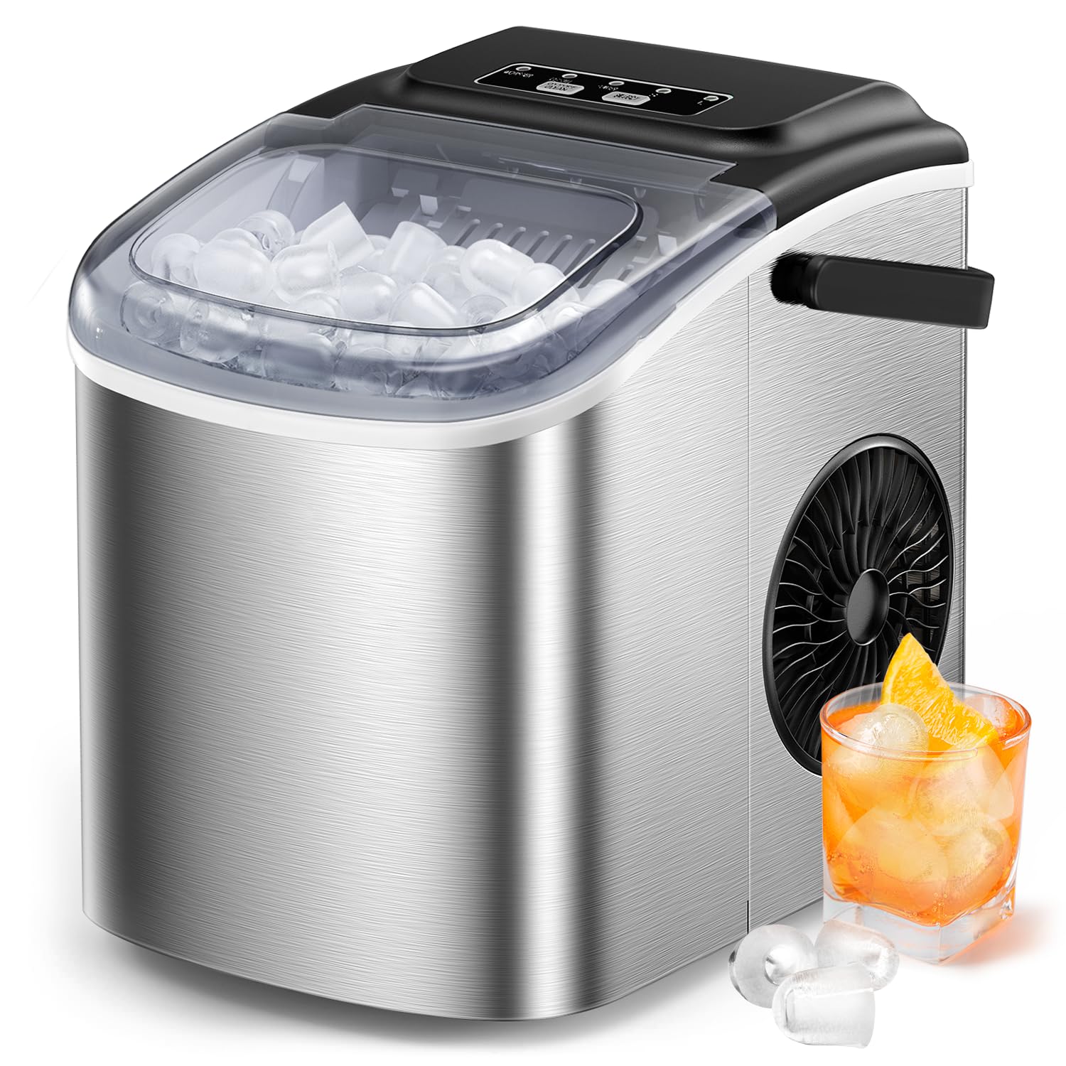 Nugget Ice Maker Countertop, Silonn Chewable Pellet Ice Machine with Self-Cleanin Function, 33lbs/24H Portable Ice Makers for Home Kitchen Officce, Black wourant